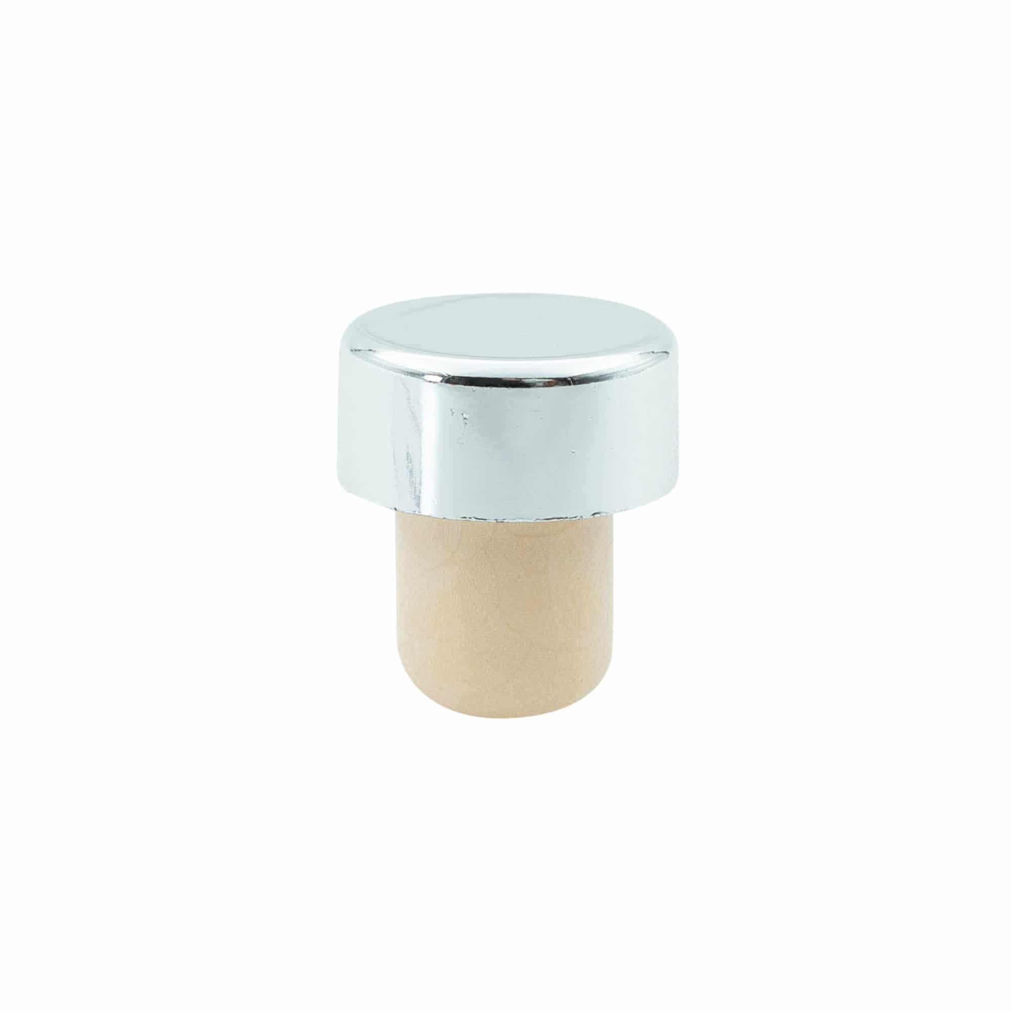 Korek z uchwytem 19 mm, tworzywo sztuczne, srebrny, do otworu: korek