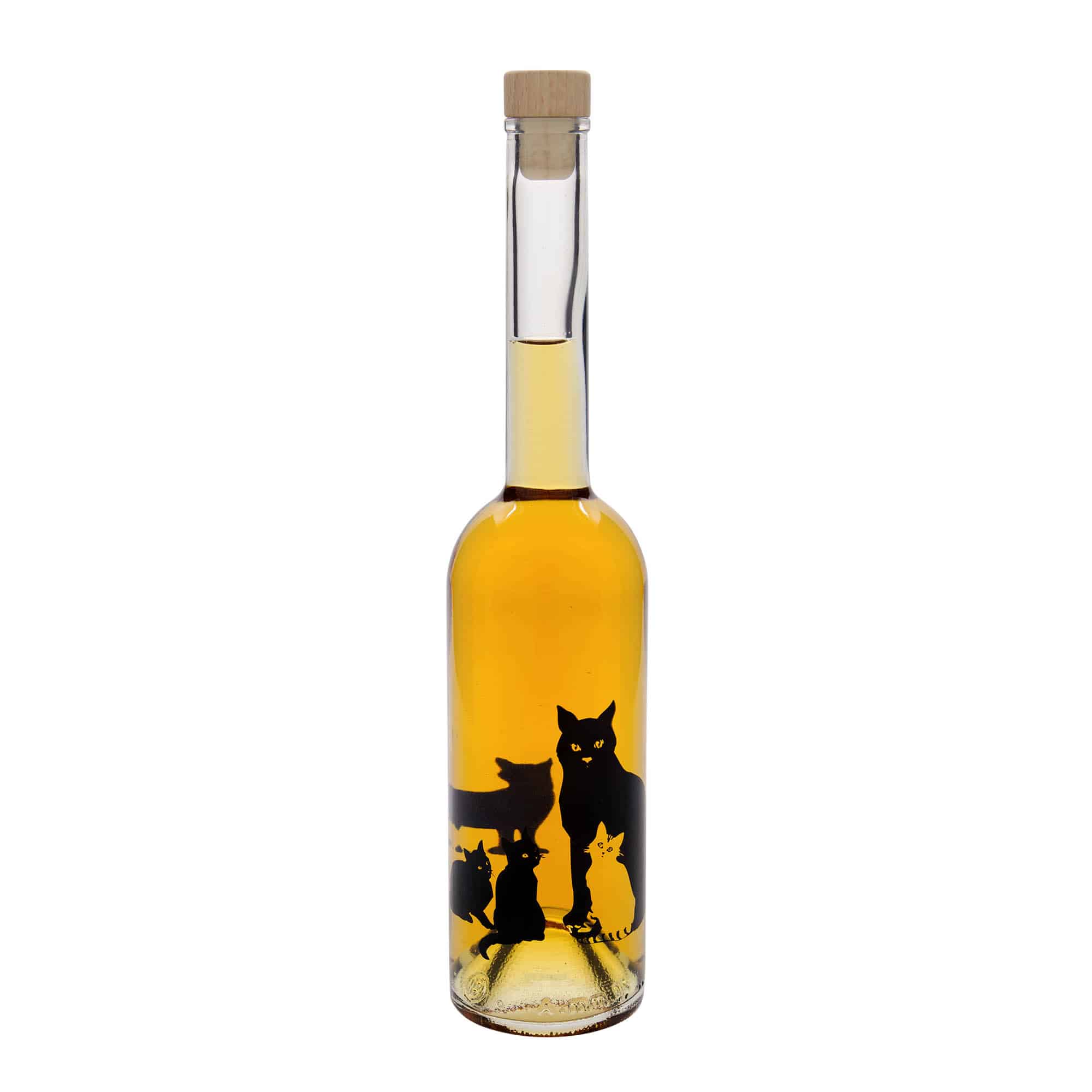 500 ml butelka szklana 'Opera', motyw: koty, szyjka: korek