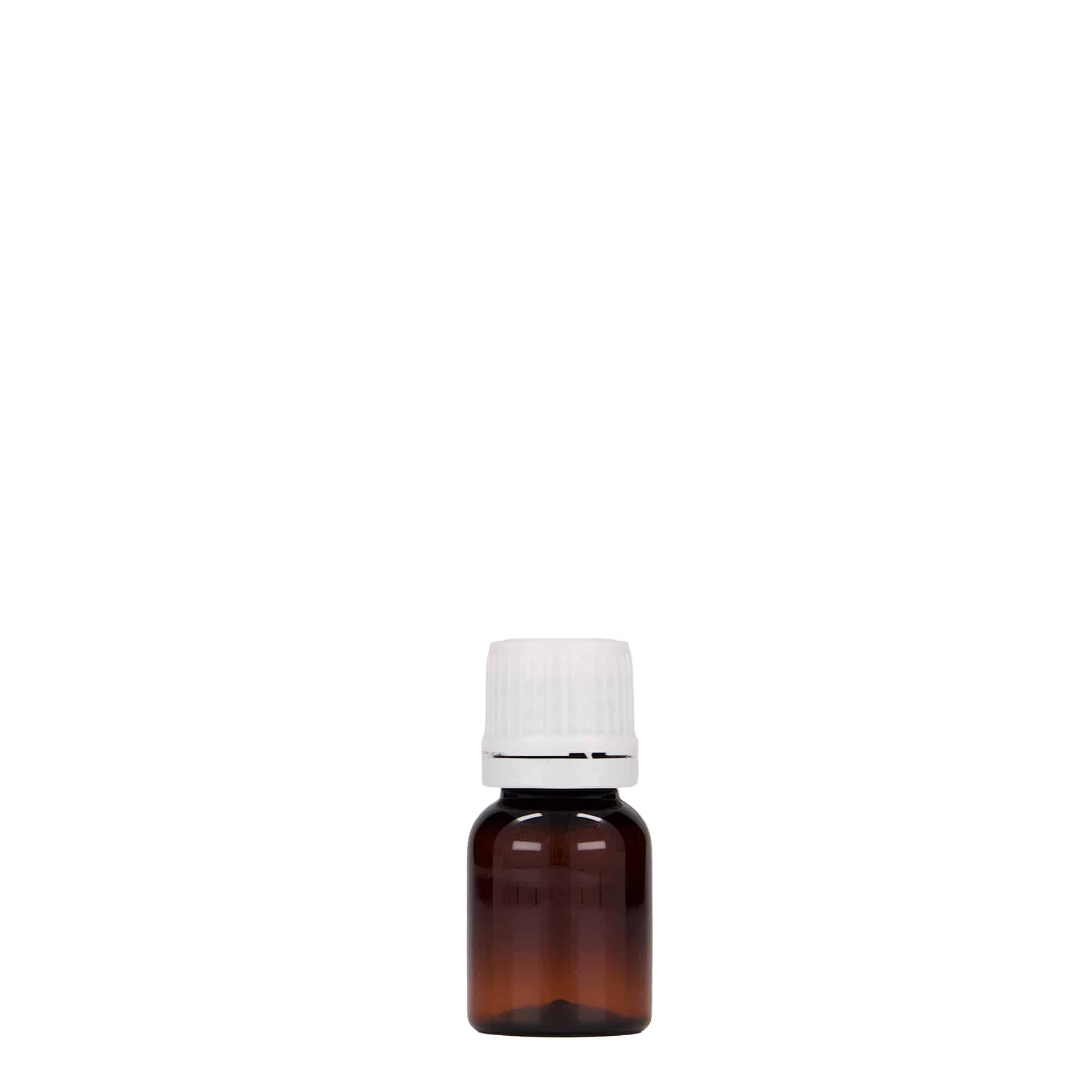 10 ml butelka farmaceutyczna PET 'Easy Living', kolor brązowy, tworzywo sztuczne, zamknięcie: DIN 18