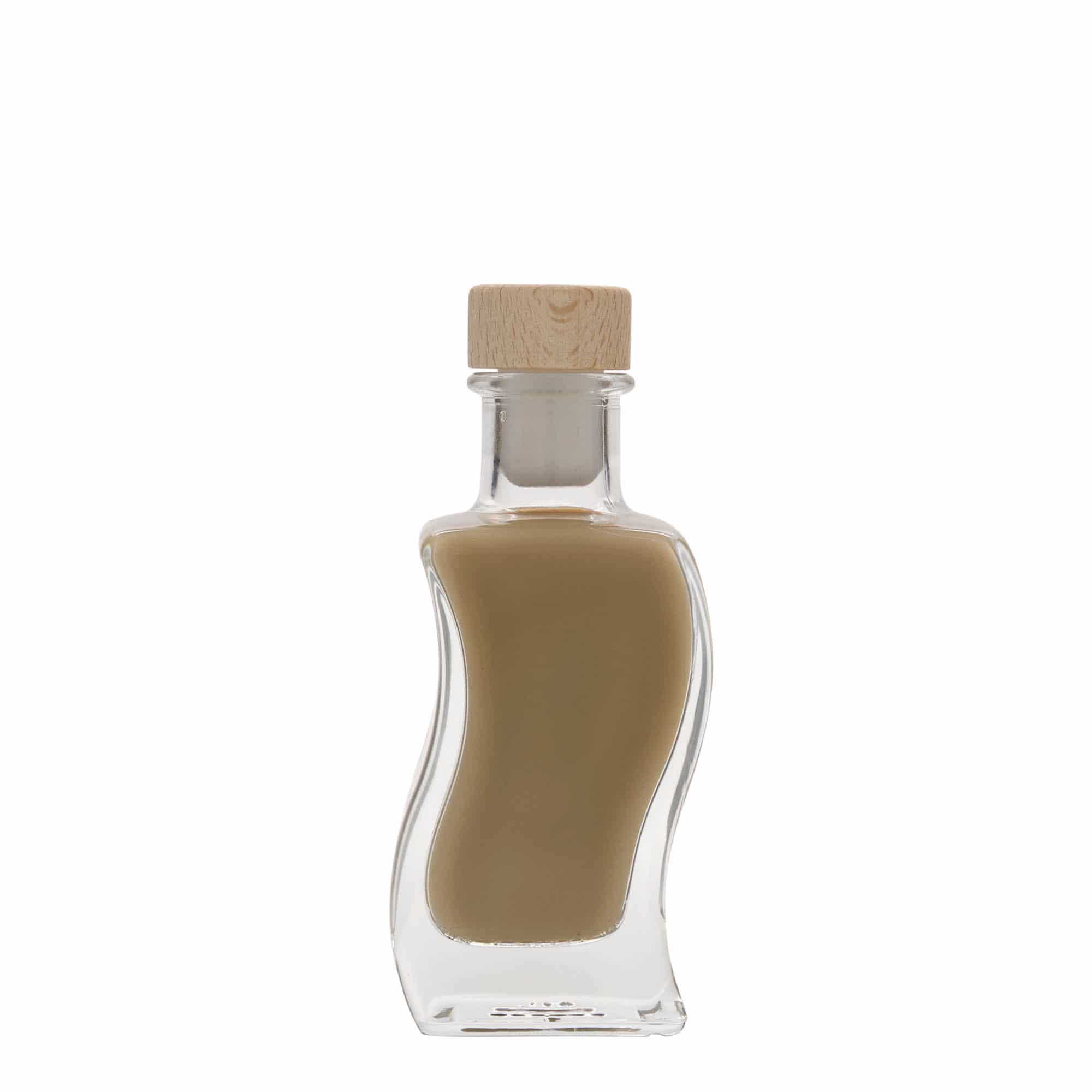 100 ml butelka szklana 'Fala', kwadratowa, zamknięcie: korek