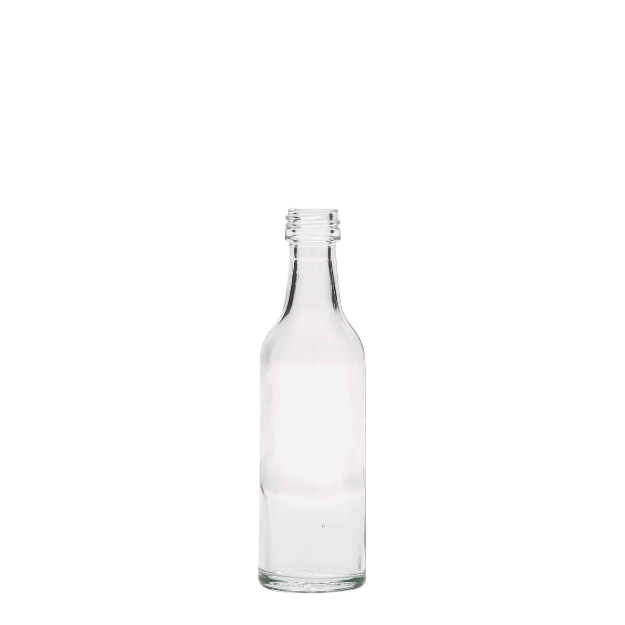 50 ml butelka szklana z prostą szyjką, zamknięcie: PP 18 50 ml butelka szklana z prostą szyjką, zamknięcie: PP 18