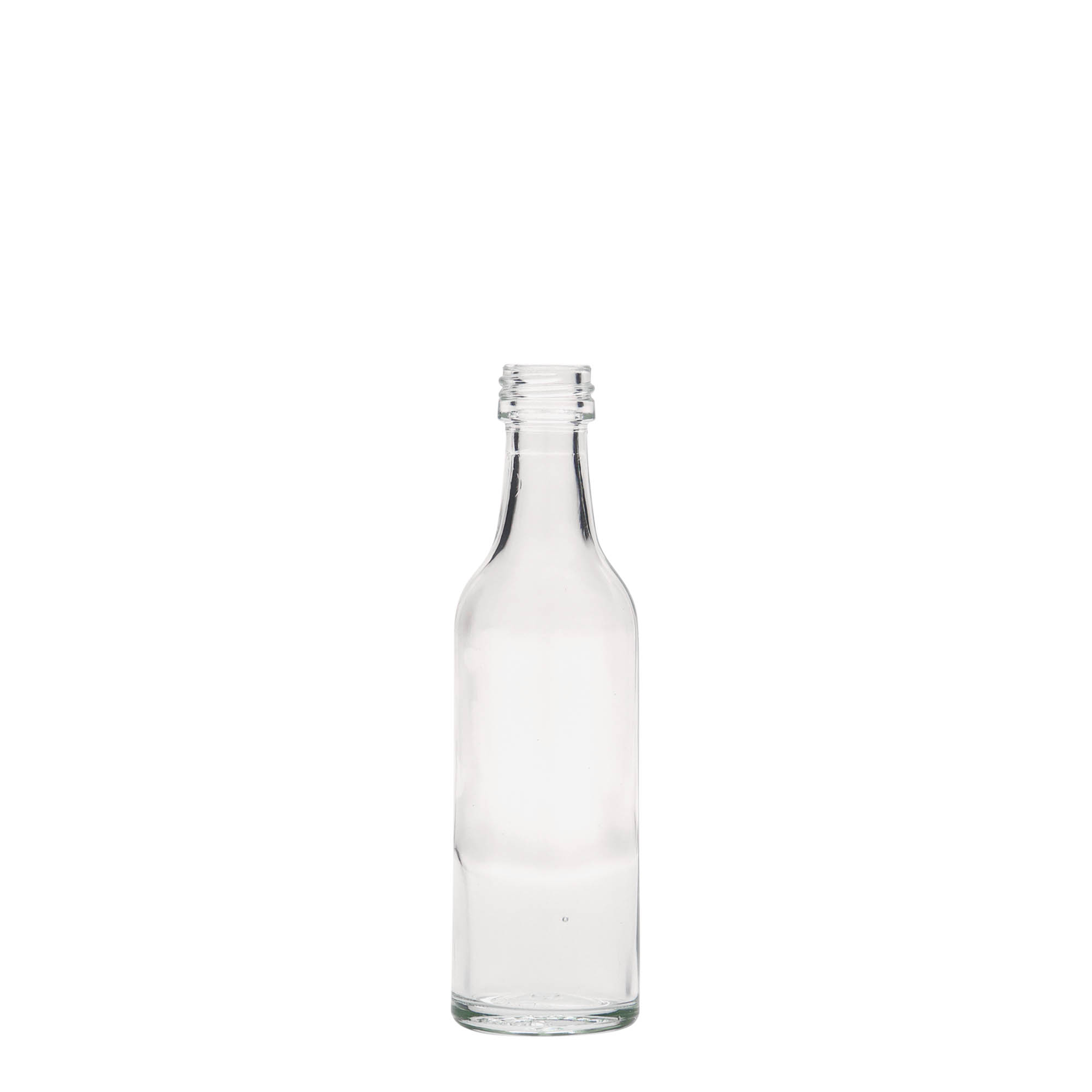 50 ml butelka szklana z prostą szyjką, gwint: PP 18 50 ml butelka szklana z prostą szyjką, gwint: PP 18