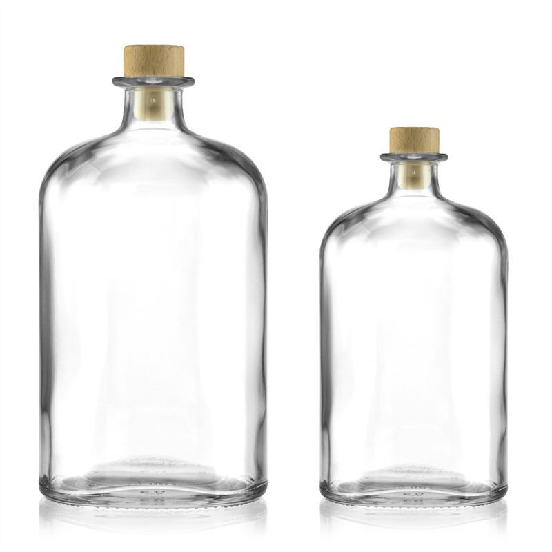 1000 ml butelka szklana 'Dundee', owalna, zamknięcie: korek 1000 ml butelka szklana 'Dundee', owalna, zamknięcie: korek