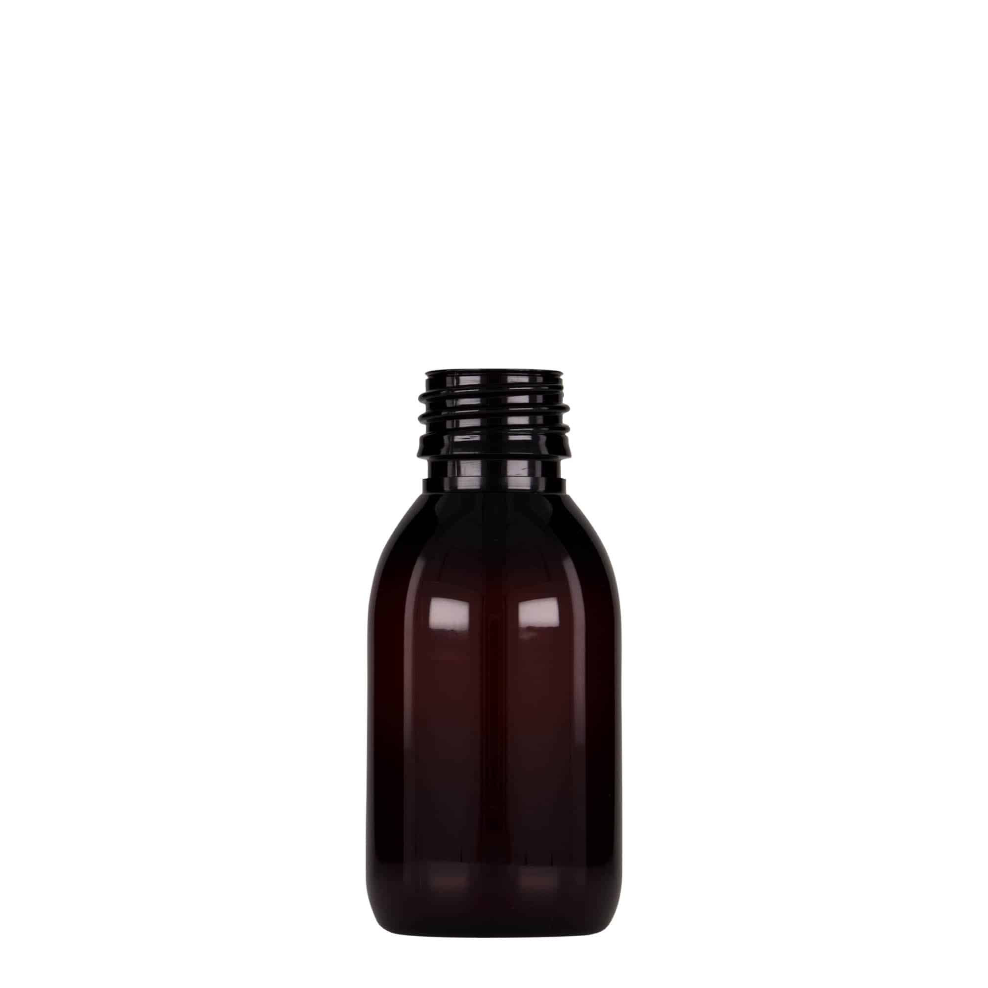 100 ml butelka farmaceutyczna PET, kolor brązowy, tworzywo sztuczne, zamknięcie: PP 28