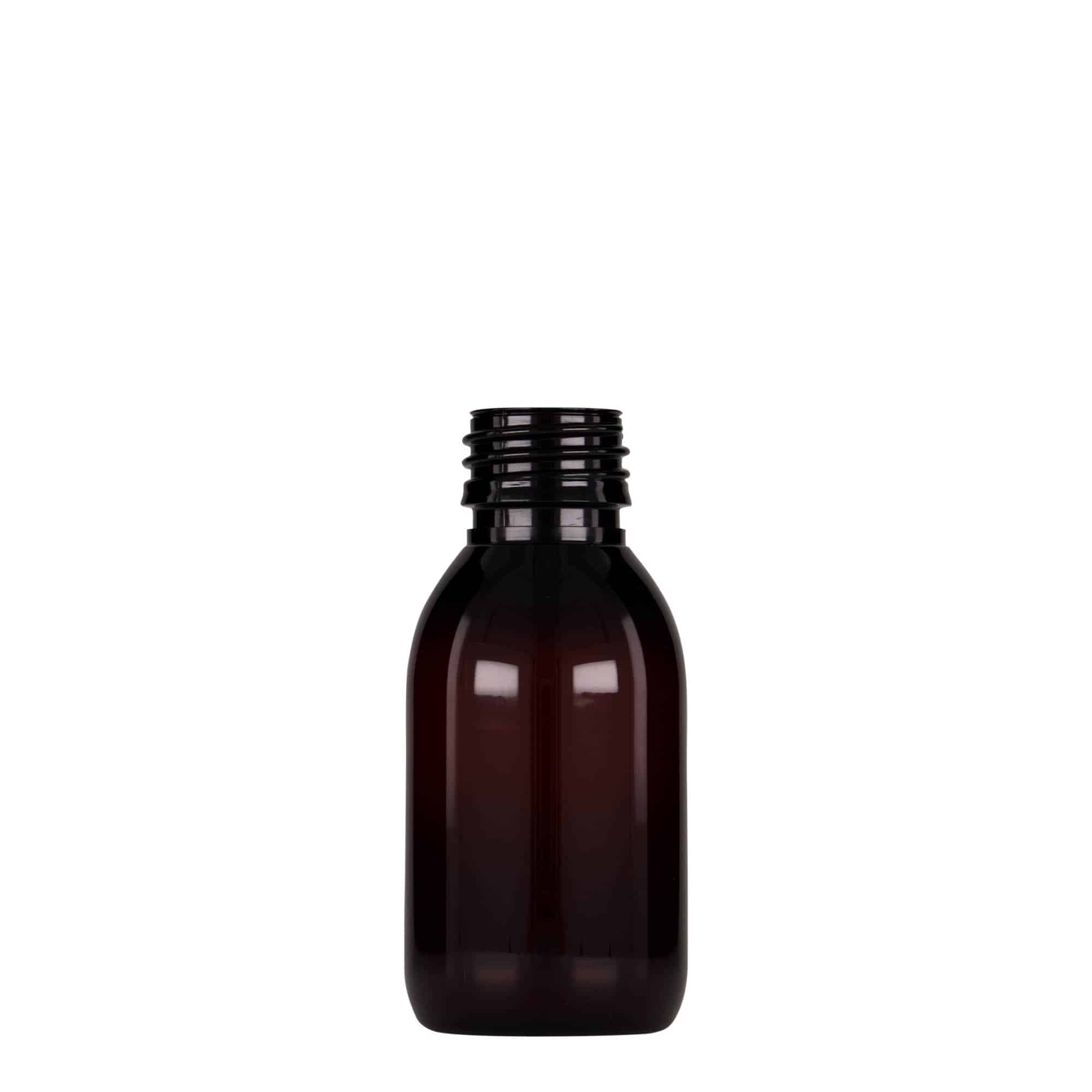 100 ml butelka farmaceutyczna PET, kolor brązowy, tworzywo sztuczne, zamknięcie: PP 28 100 ml butelka farmaceutyczna PET, kolor brązowy, tworzywo sztuczne, zamknięcie: PP 28
