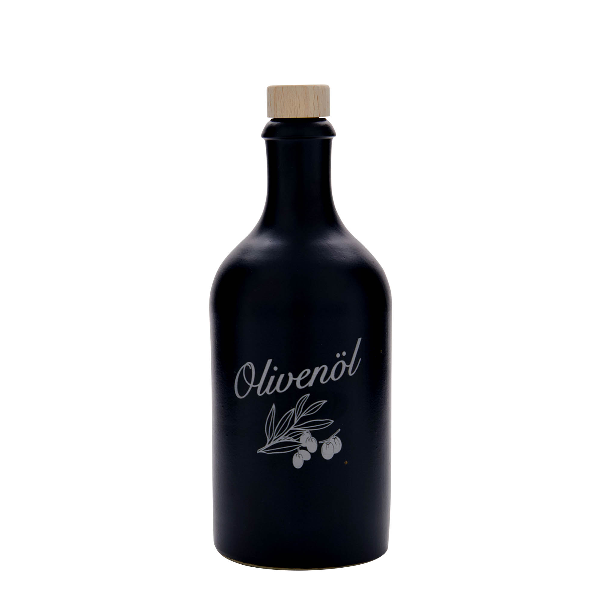 500 ml gliniany dzbanek, wzór: olej z oliwek, kamionka, kolor czarny, zamknięcie: korek