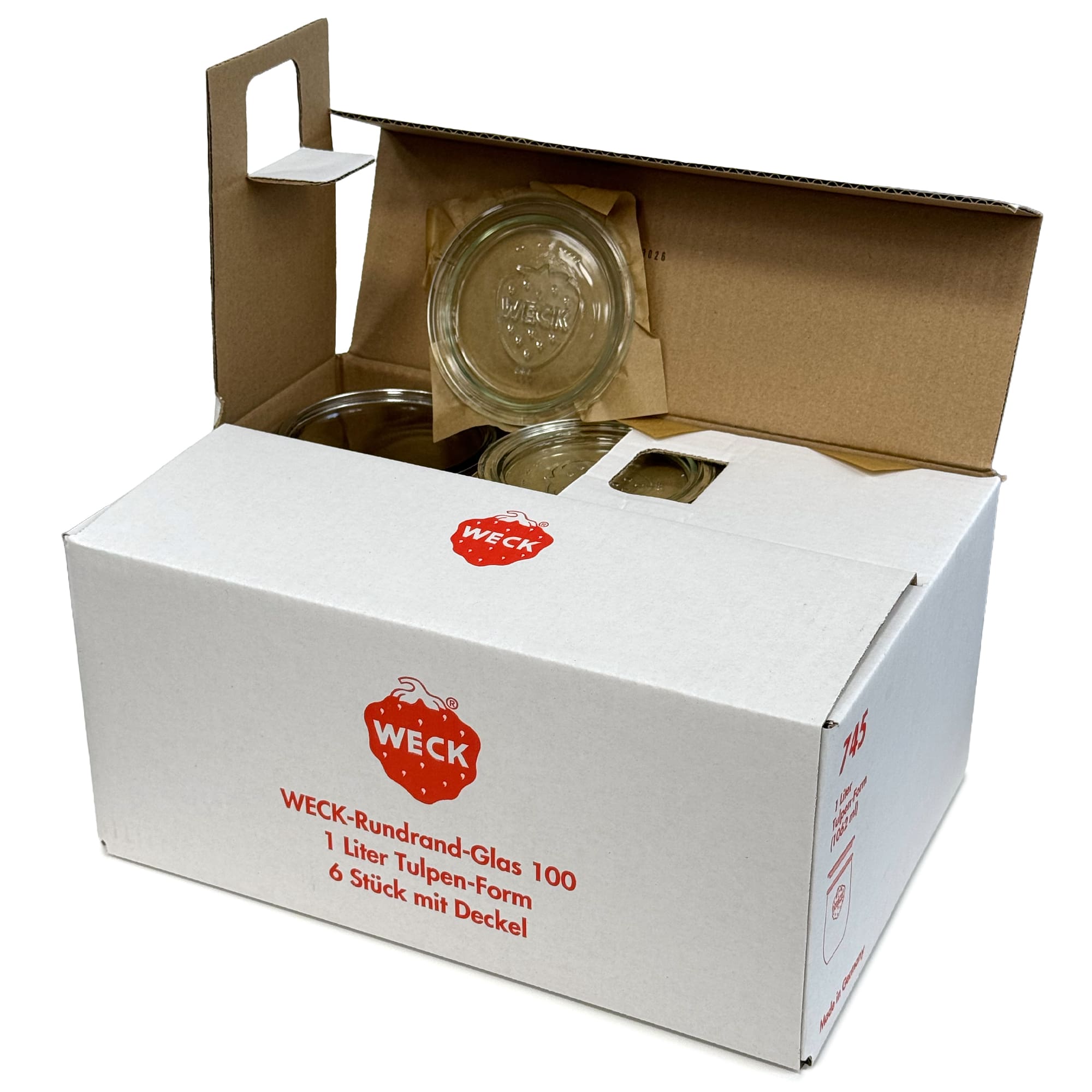 6x 1050 ml WECK-Tulipanowe słoik z szklanym wieczkiem RR 100