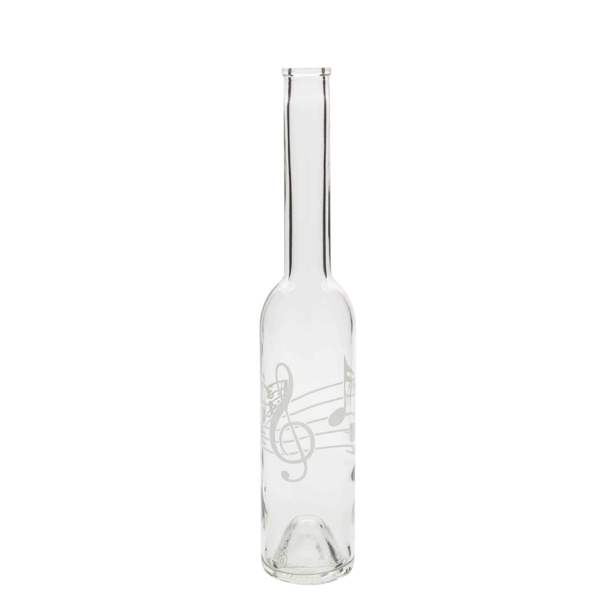 350 ml butelka szklana 'Opera', motyw: nuty muzyczne, korek