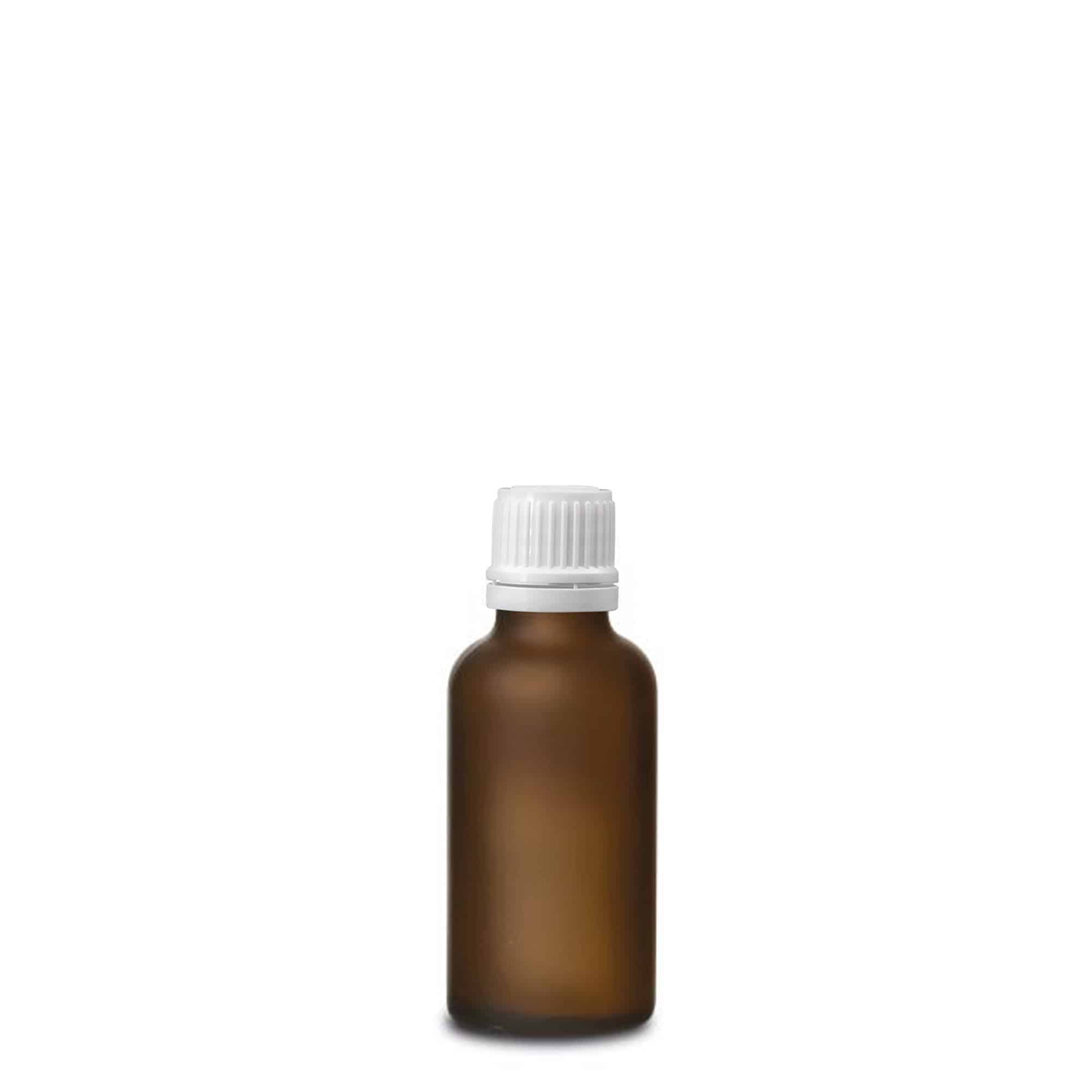 30ml butelka medyczna, szkło, brąz matowy, szyjka: DIN 18