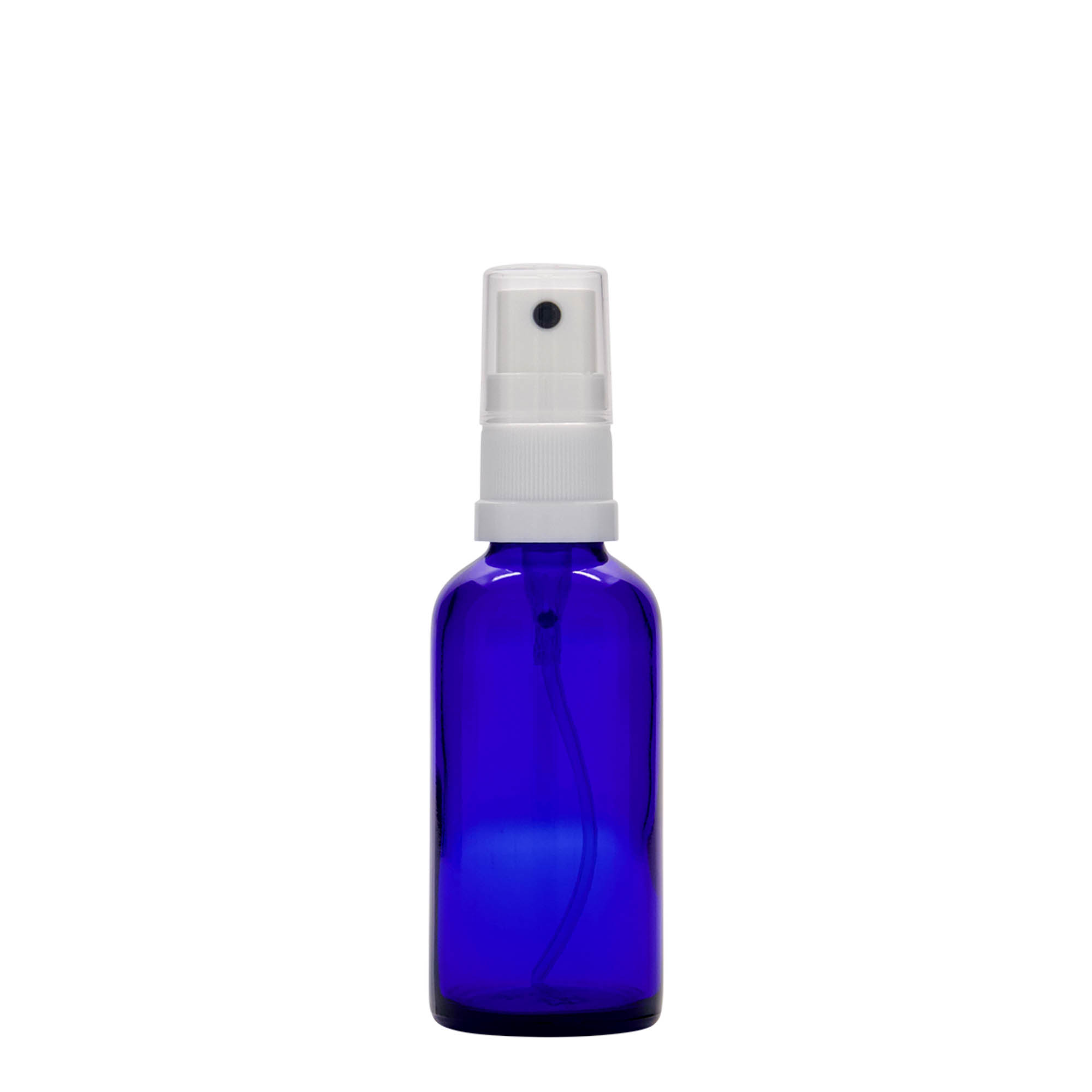 50 ml butelka z rozpylaczem, medyczna, szkło, królewski błękit, gwint: DIN 18 50 ml butelka z rozpylaczem, medyczna, szkło, królewski błękit, gwint: DIN 18