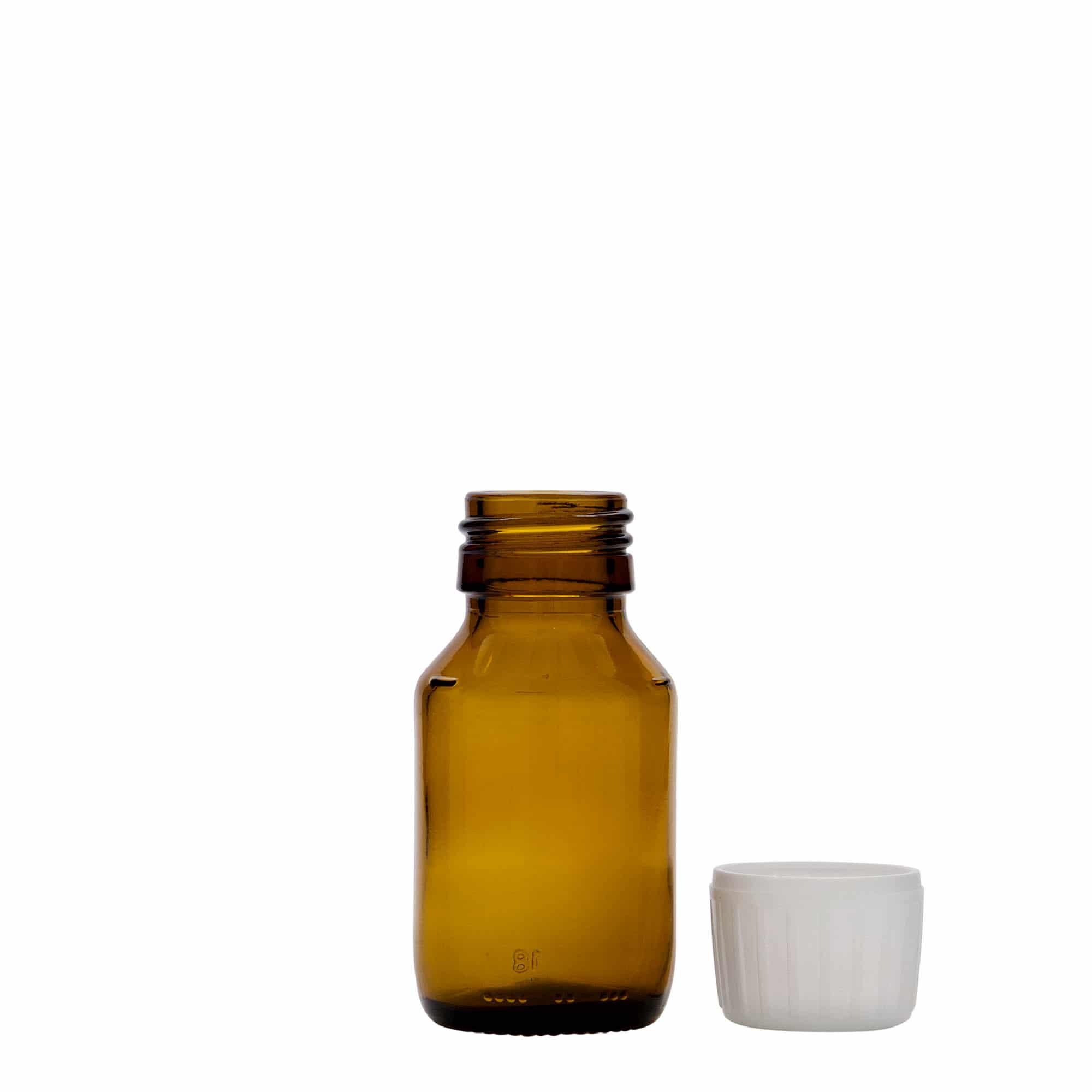 50 ml butelka medyczna, brązowa, szkło, gwint: PP 28