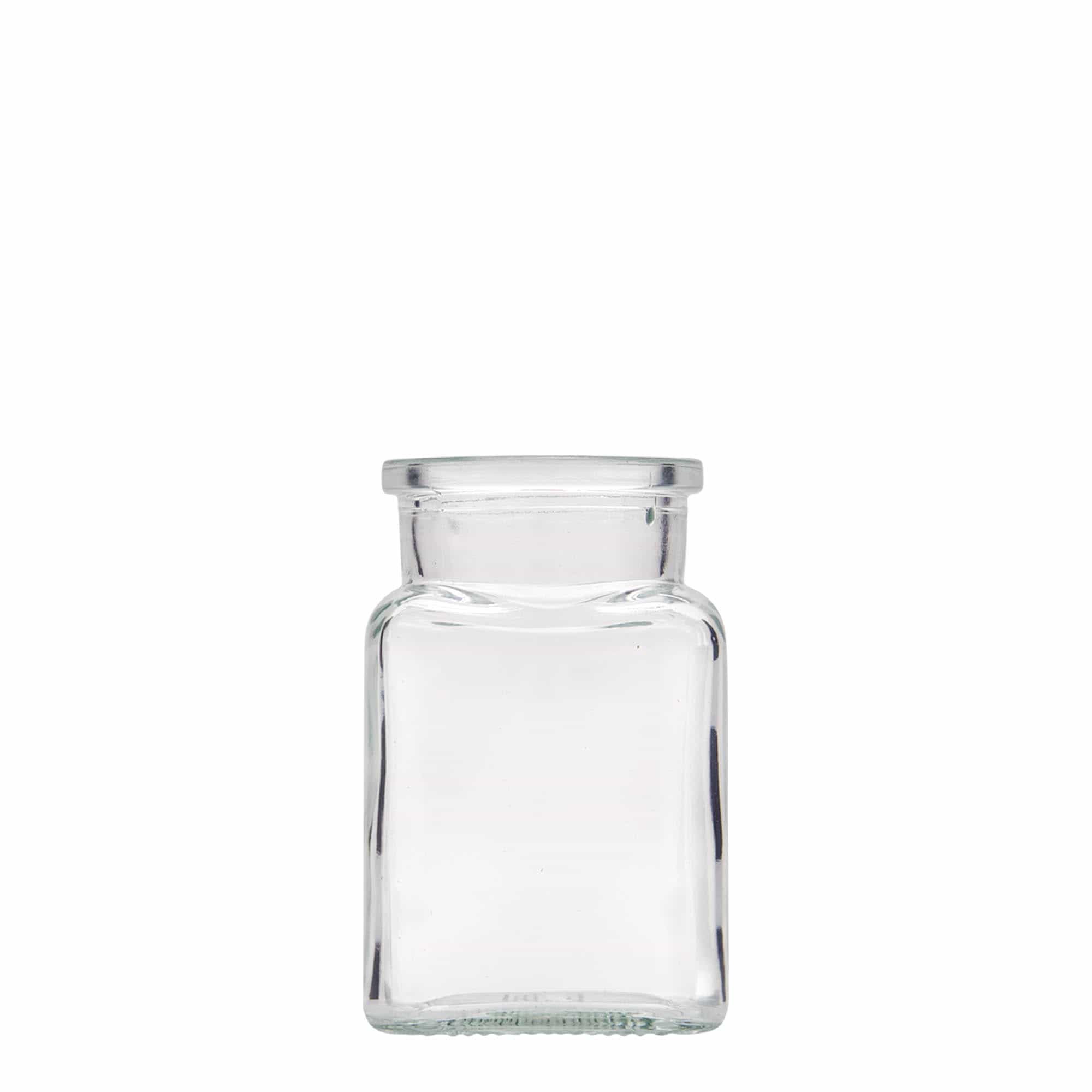150 ml szklany słoik z korkiem, kwadratowy, otwór: korek