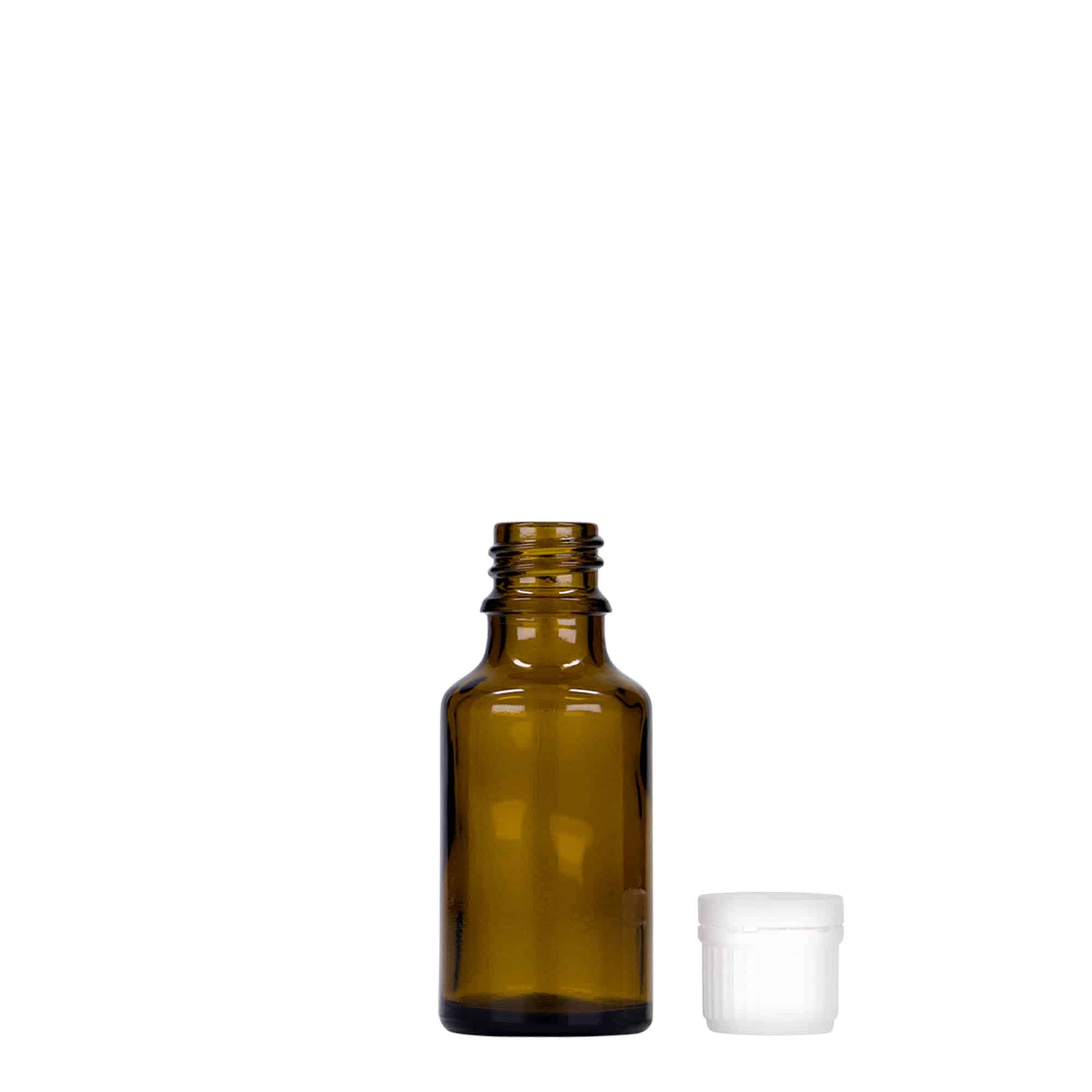 25 ml butelka medyczna, szkło, brązowa, wylot: DIN 18