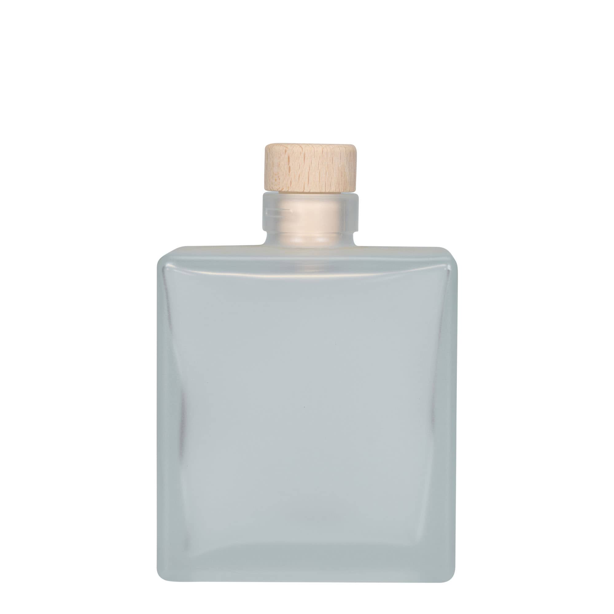 500 ml butelka szklana 'Cube', kwadratowa, matowa, zamknięcie: korek