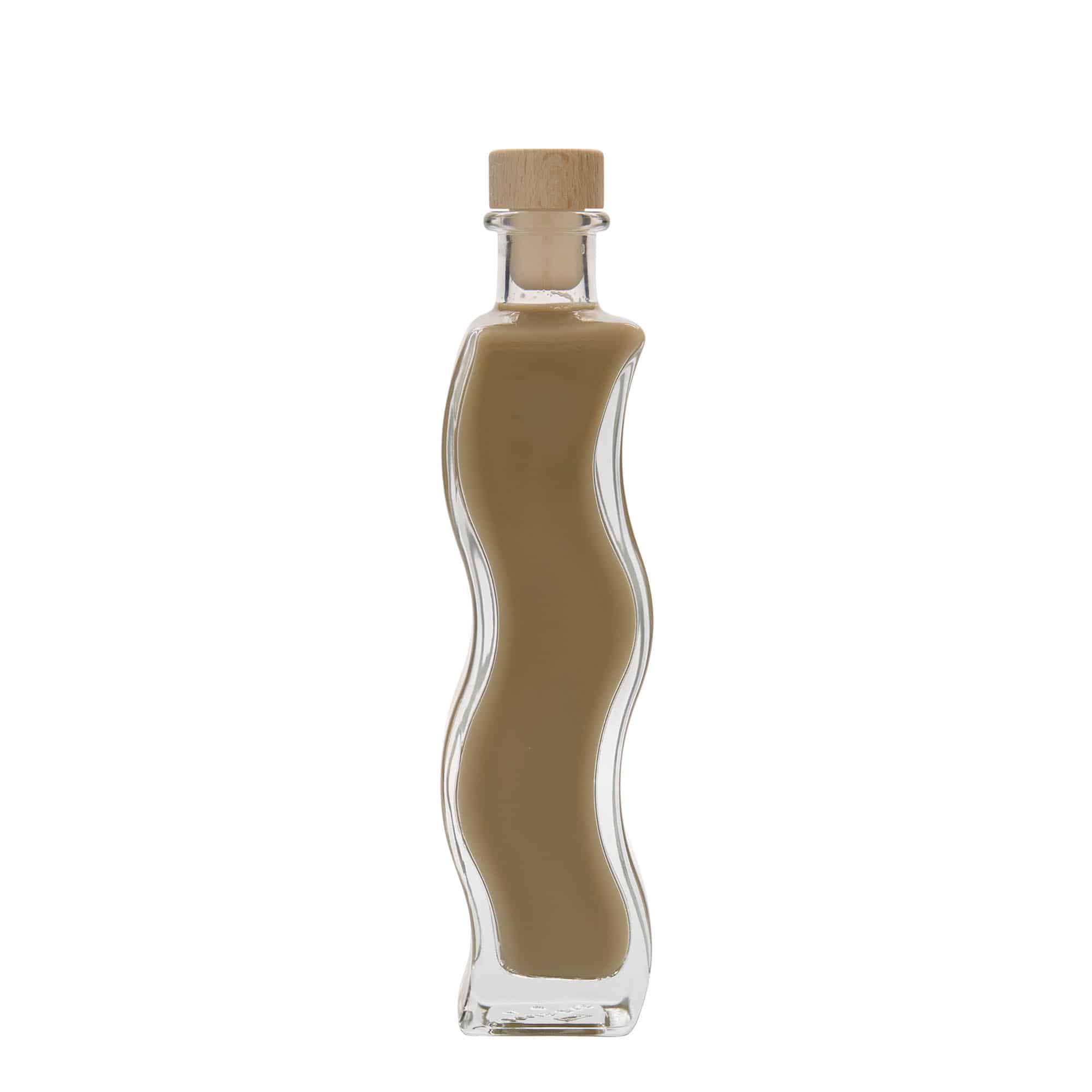 200 ml butelka szklana 'Fala', kwadratowa, zamknięcie: korek