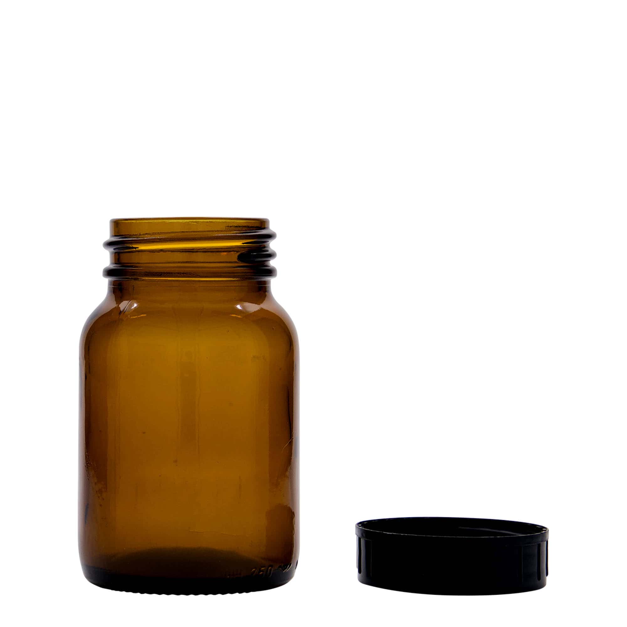 250 ml słoik szeroko szyjkowy, brązowy, otwór: DIN 55 250 ml słoik szeroko szyjkowy, brązowy, otwór: DIN 55