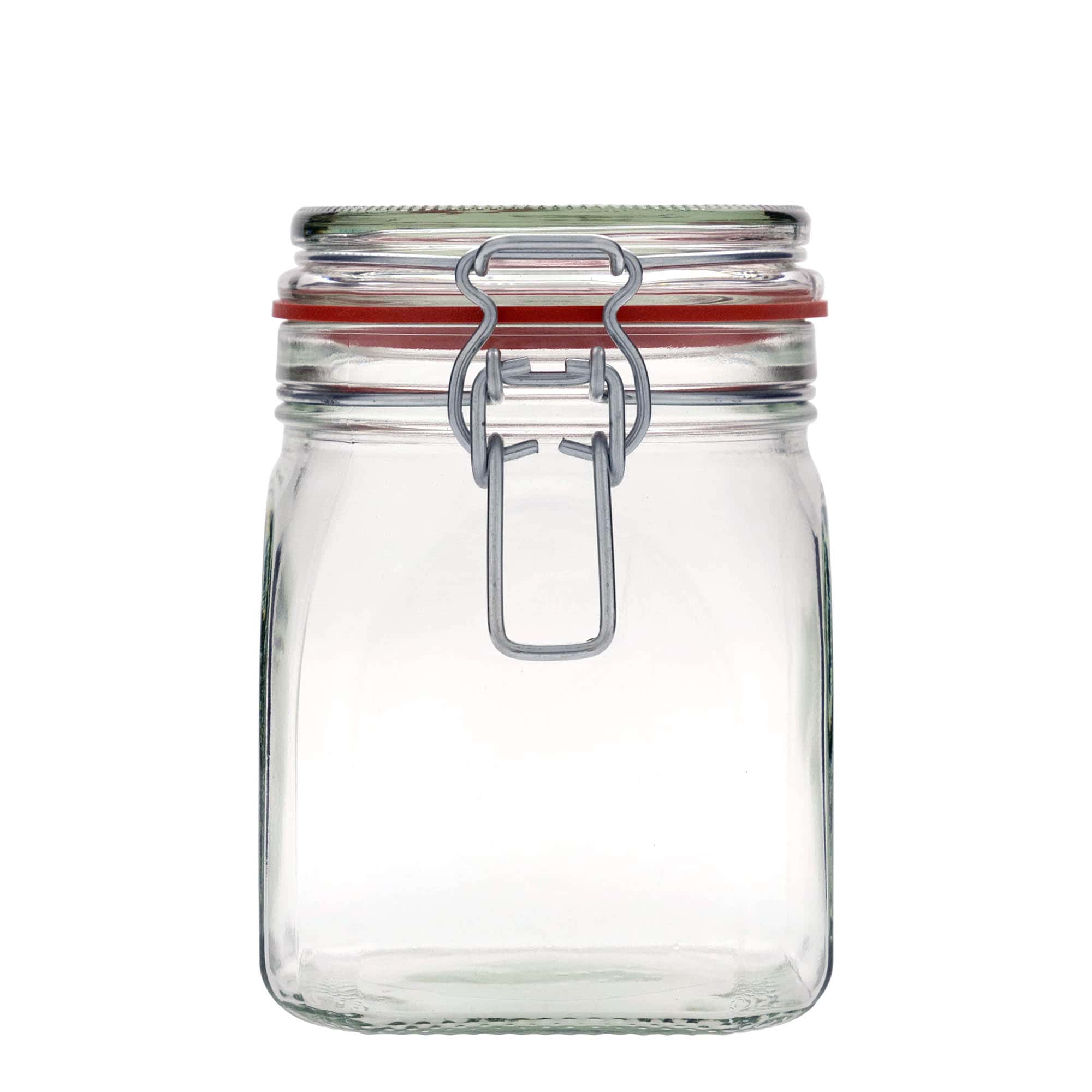 900 ml słoik z zamknięciem pałąkowym, kwadratowy, zamknięcie: Zamknięcie pałąkowe