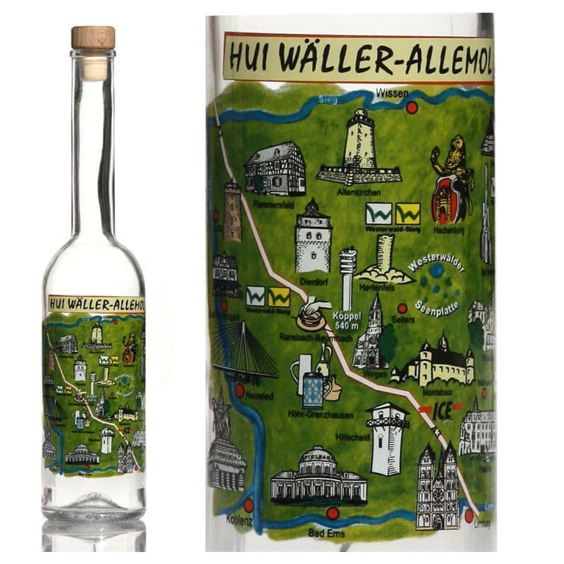 500 ml butelka szklana 'Opera', wzór: Westerwald, zamknięcie: korek 500 ml butelka szklana 'Opera', wzór: Westerwald, zamknięcie: korek