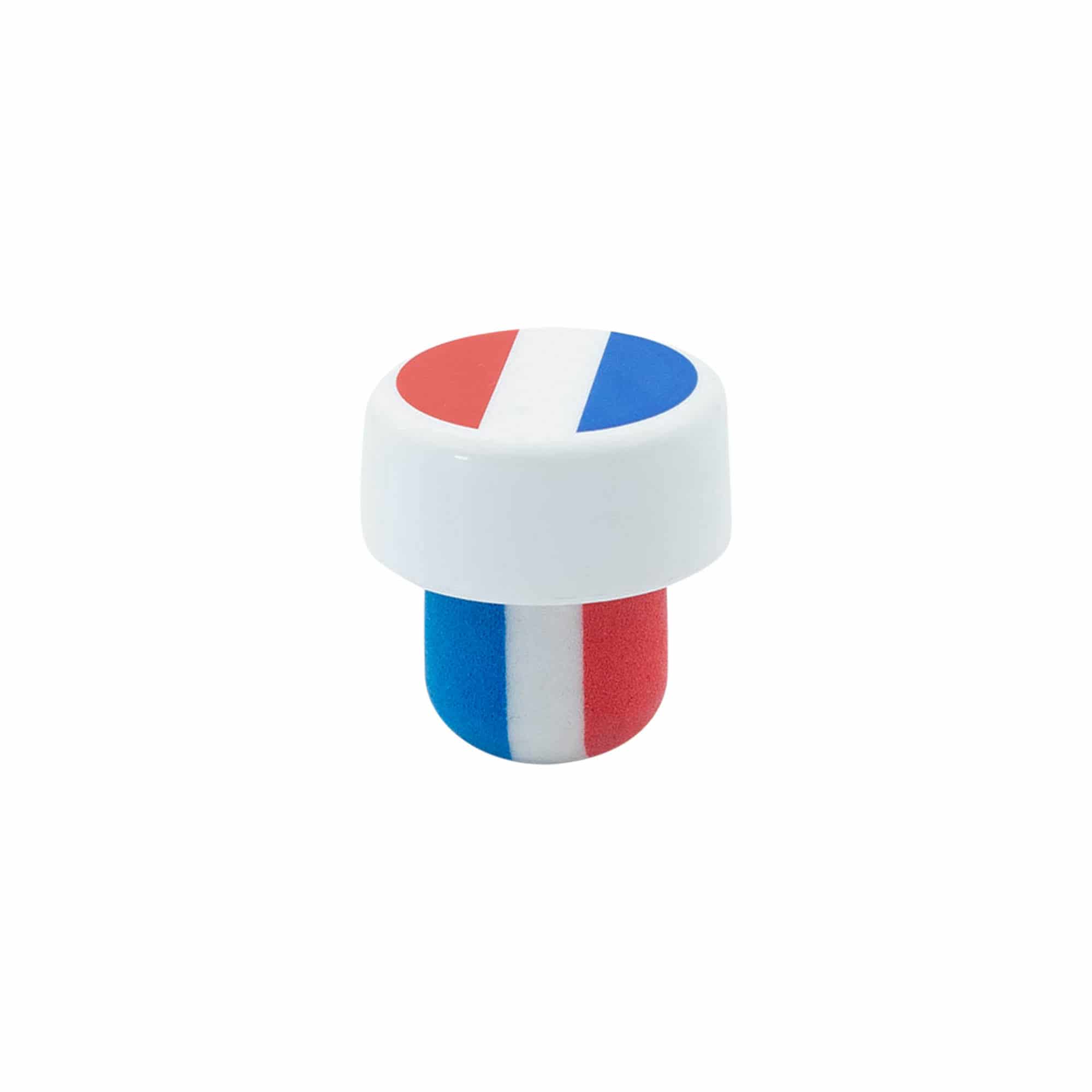 Korek z uchwytem 19 mm 'Francja', tworzywo sztuczne, wielokolorowy, do otworu: korek