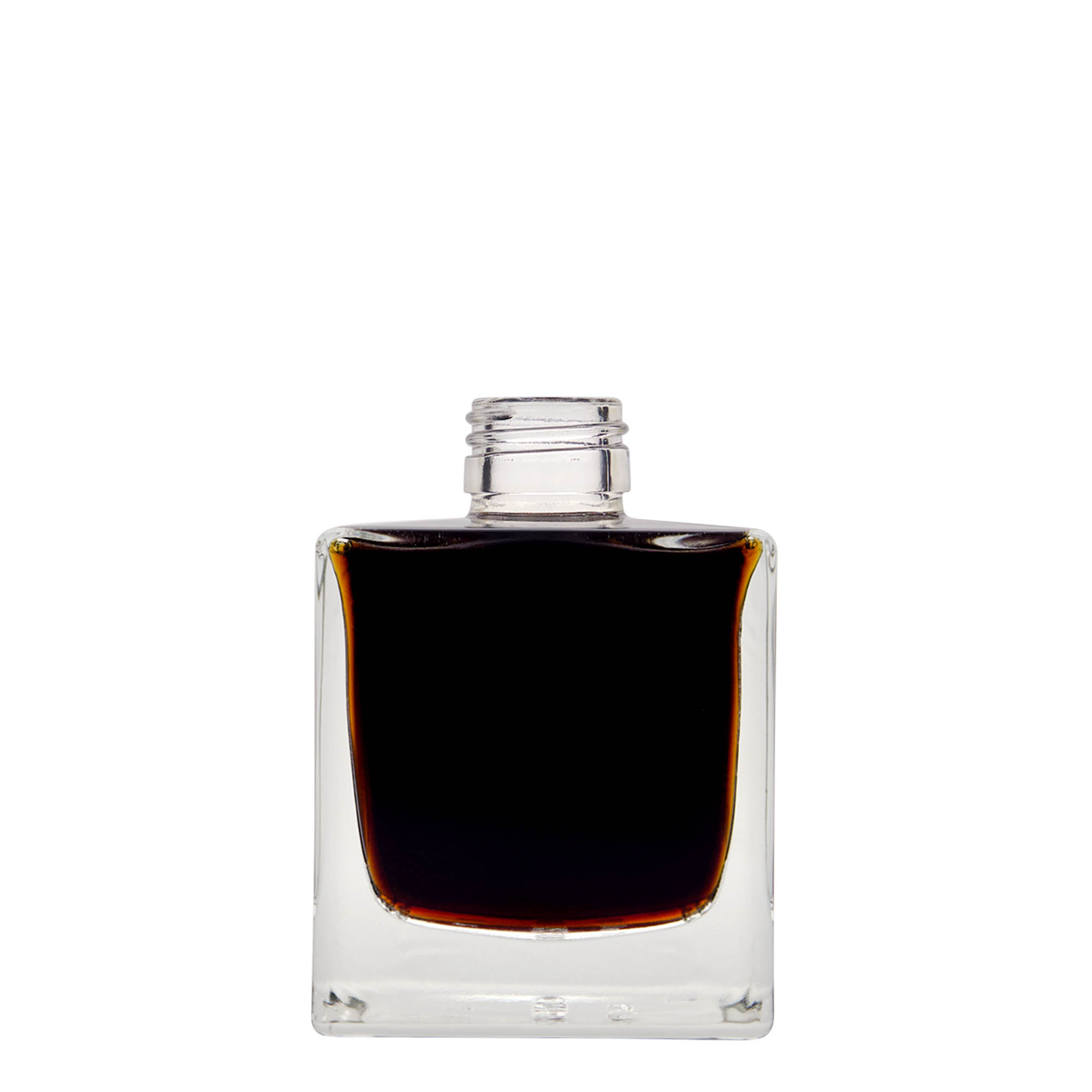 Butelka szklana 200 ml „Cube”, kwadratowa, gwint: PP 28 Butelka szklana 200 ml „Cube”, kwadratowa, gwint: PP 28
