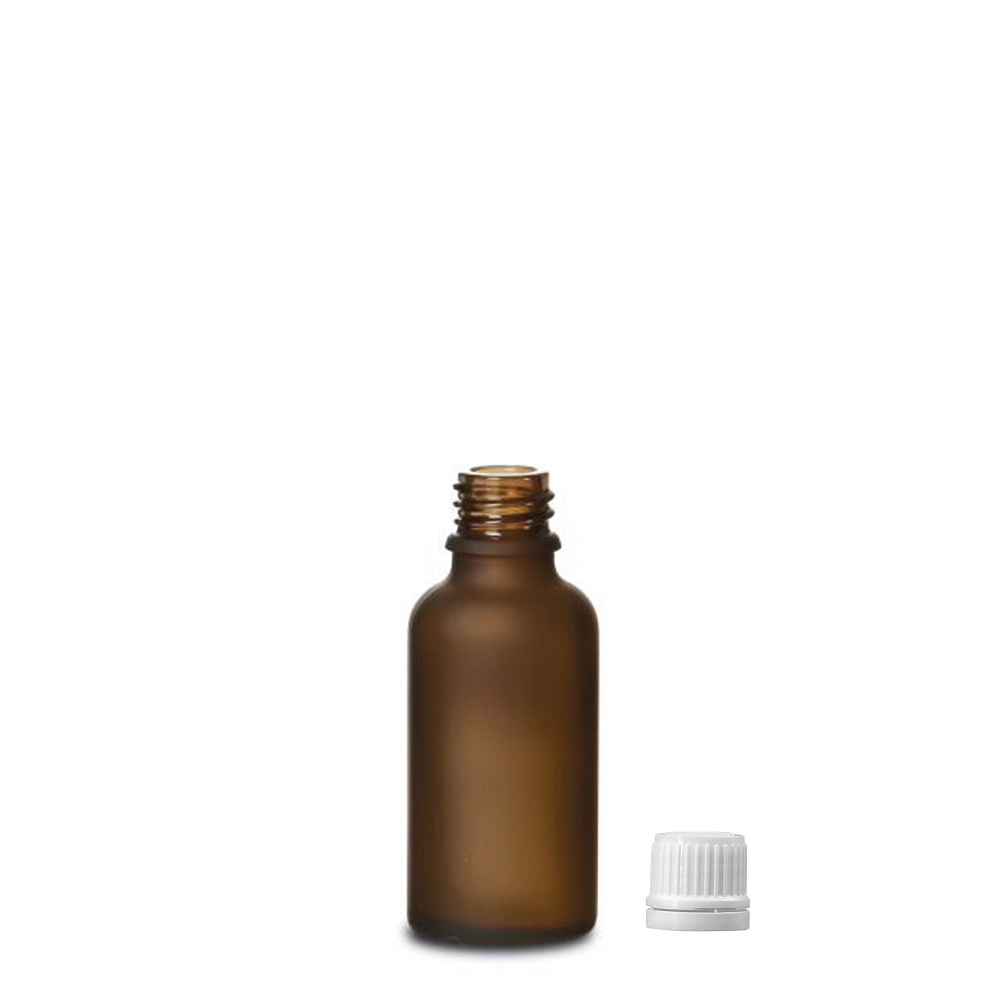 30 ml butelka medyczna, szkło, brązowe matowe, szyjka: DIN 18