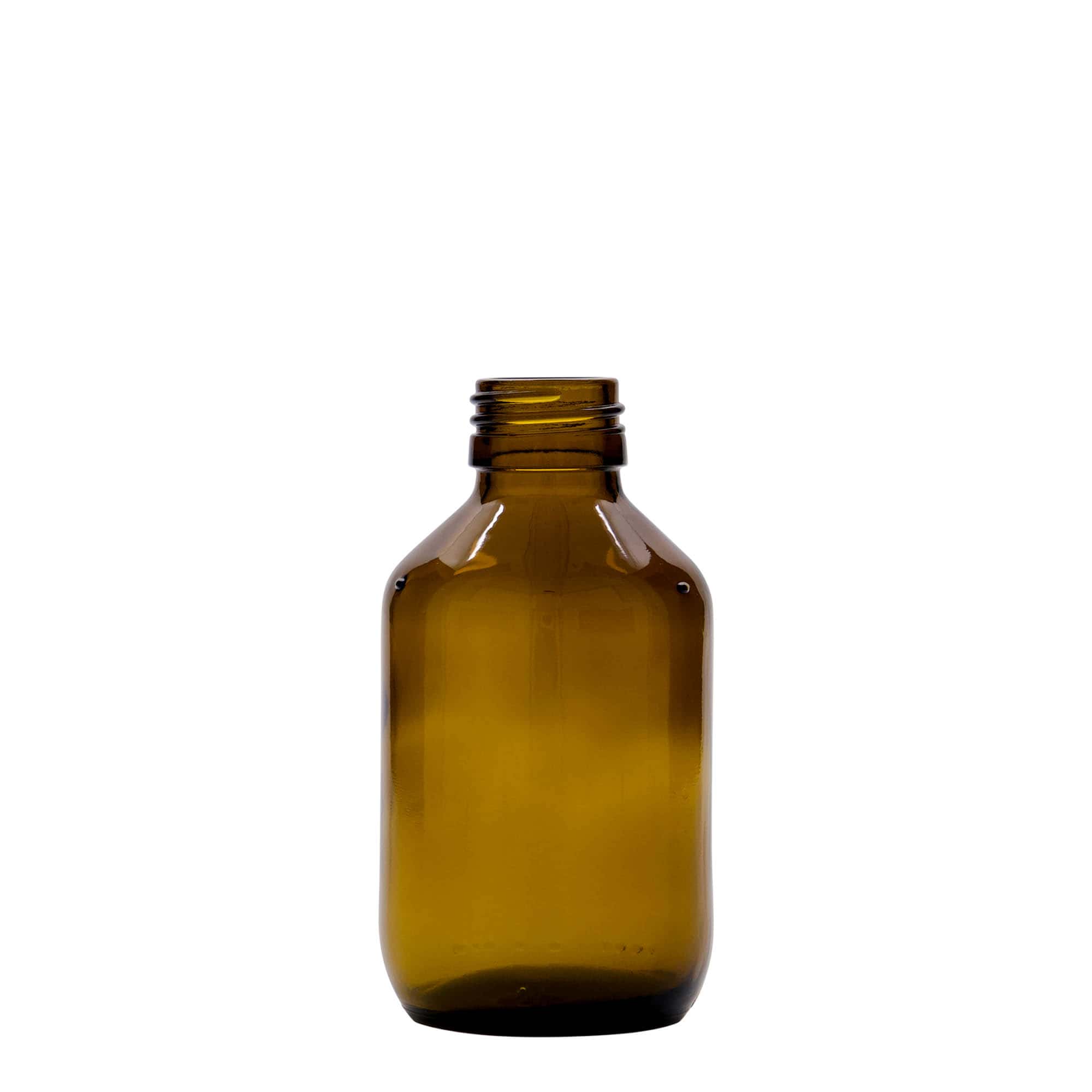 150 ml butelka medyczna, brązowa, szkło, szyjka: PP 28 150 ml butelka medyczna, brązowa, szkło, szyjka: PP 28