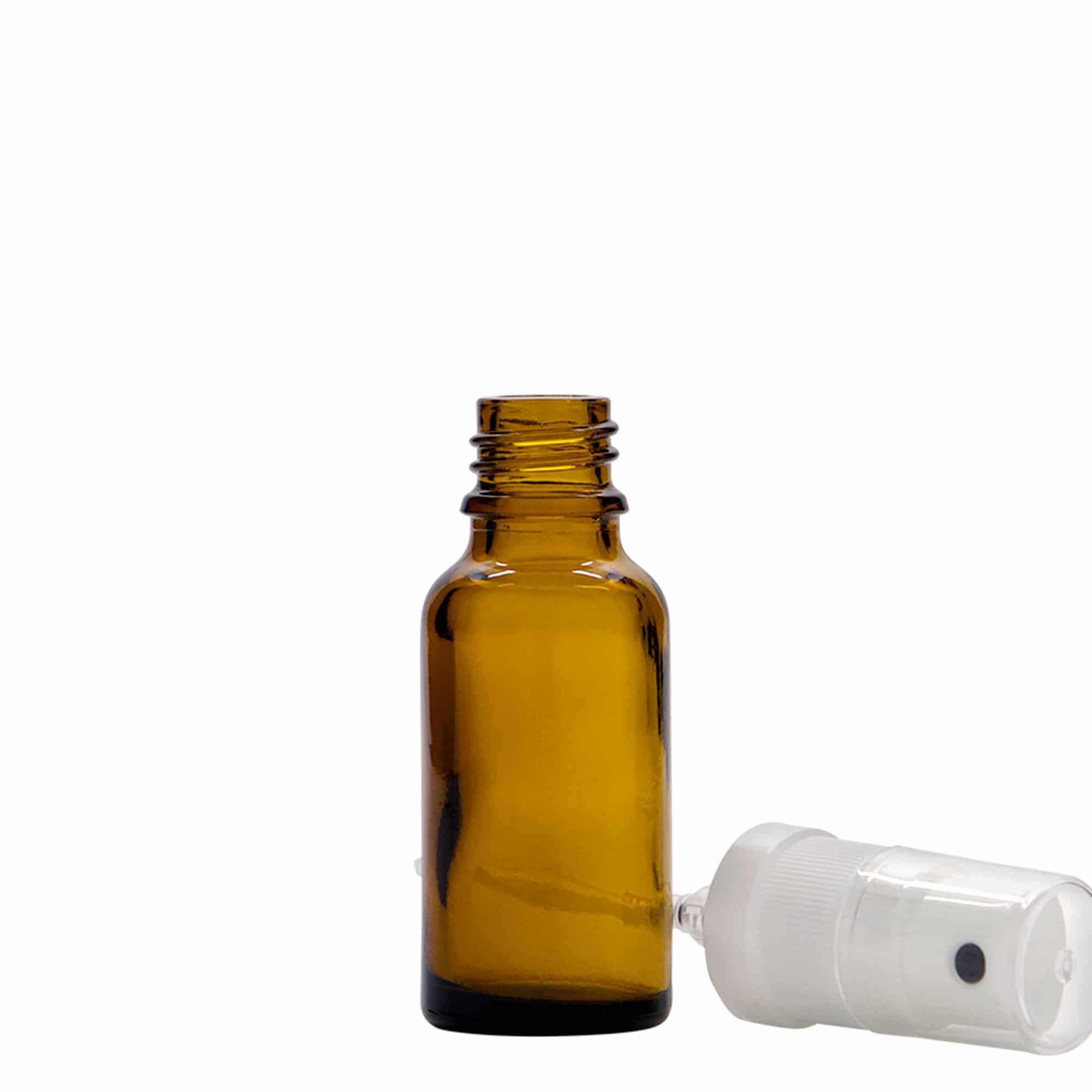 20 ml butelka farmaceutyczna z rozpylaczem, szkło, kolor brązowy, zamknięcie: DIN 18