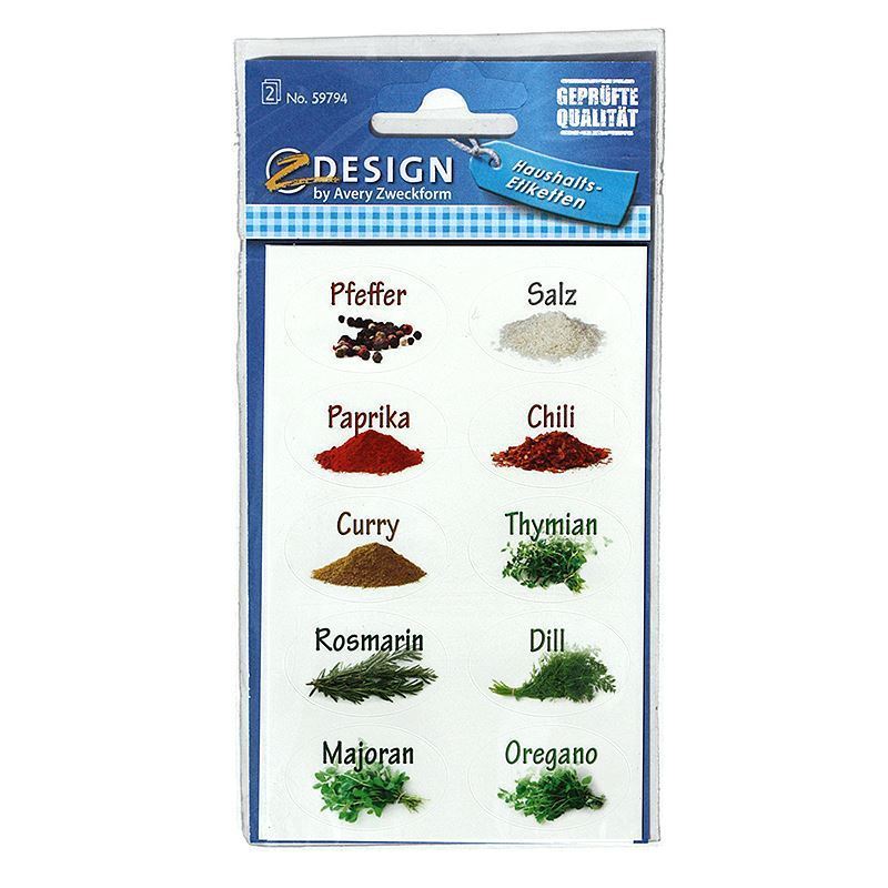 Zweckform etykiety „Przyprawy”, owalne, papierowe, wielokolorowe Zweckform etykiety „Przyprawy”, owalne, papierowe, wielokolorowe