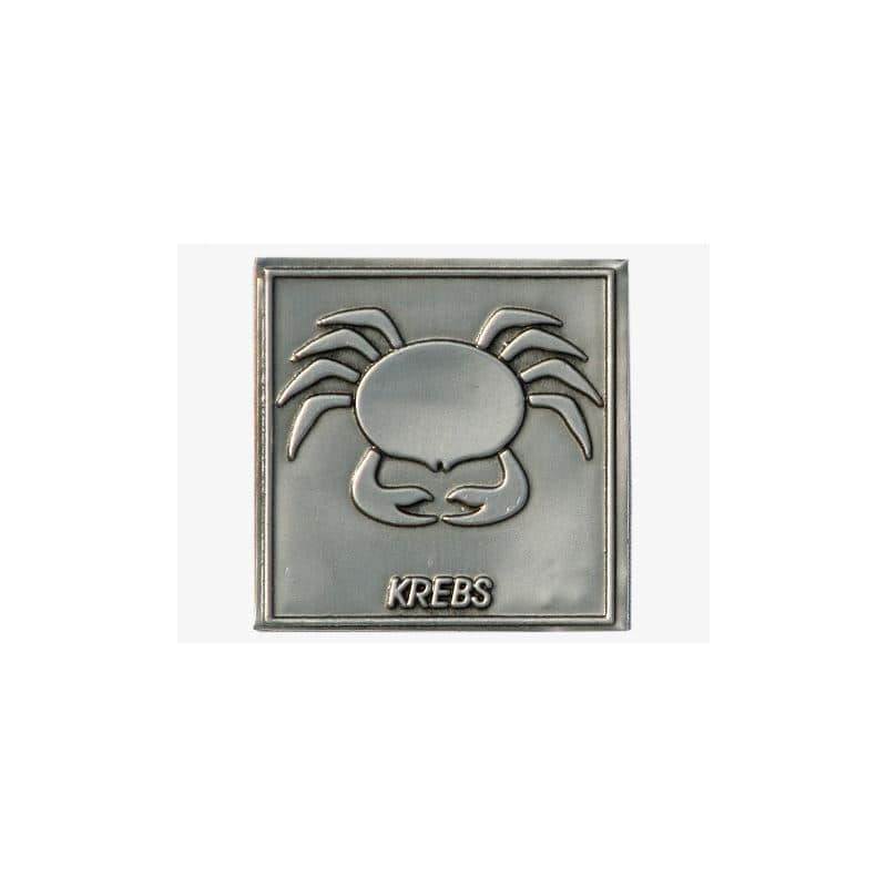 Etykieta cynowa 'Rak', kwadratowa, metal, kolor srebrny