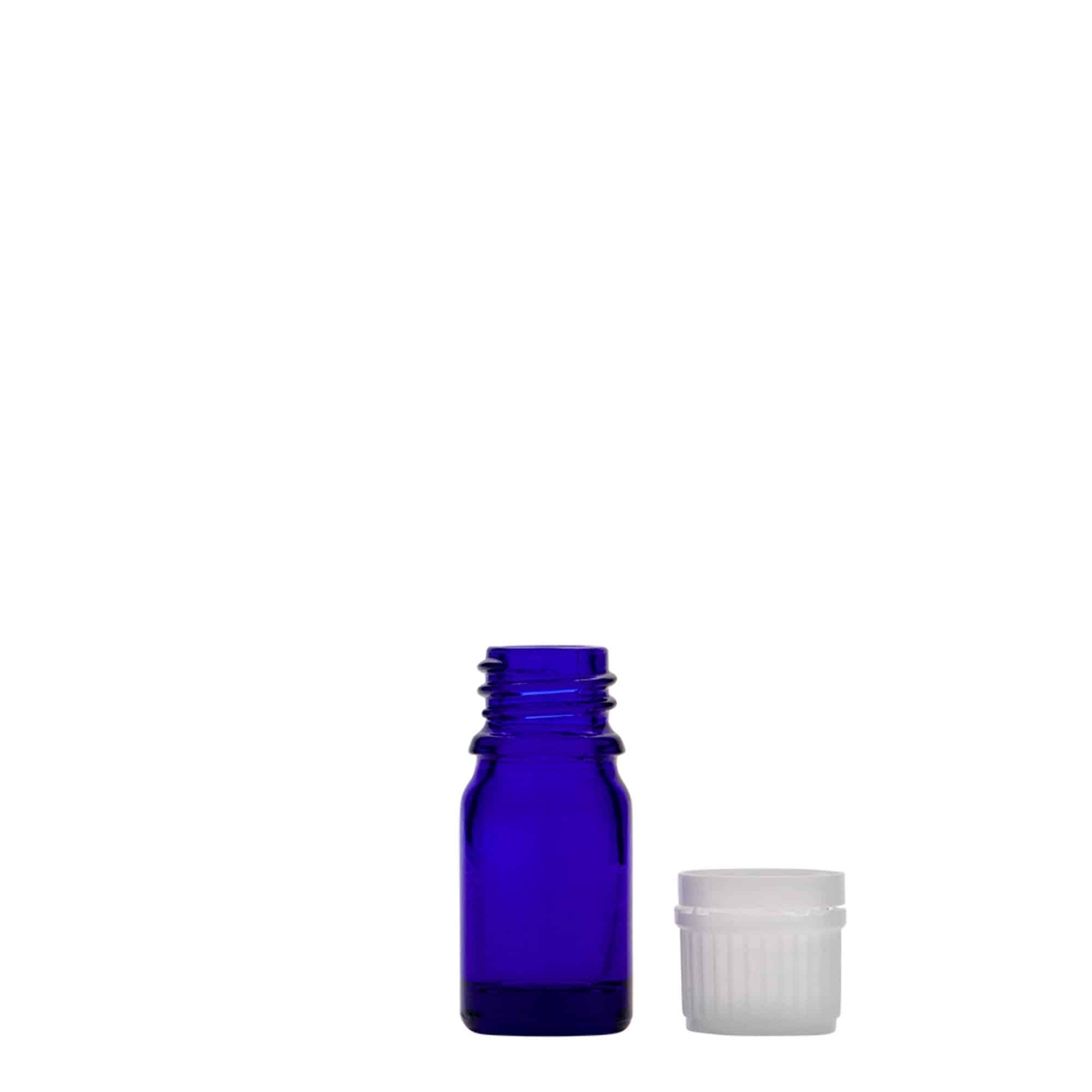 5 ml butelka medyczna, szkło, królewski niebieski, wylot: DIN 18 5 ml butelka medyczna, szkło, królewski niebieski, wylot: DIN 18