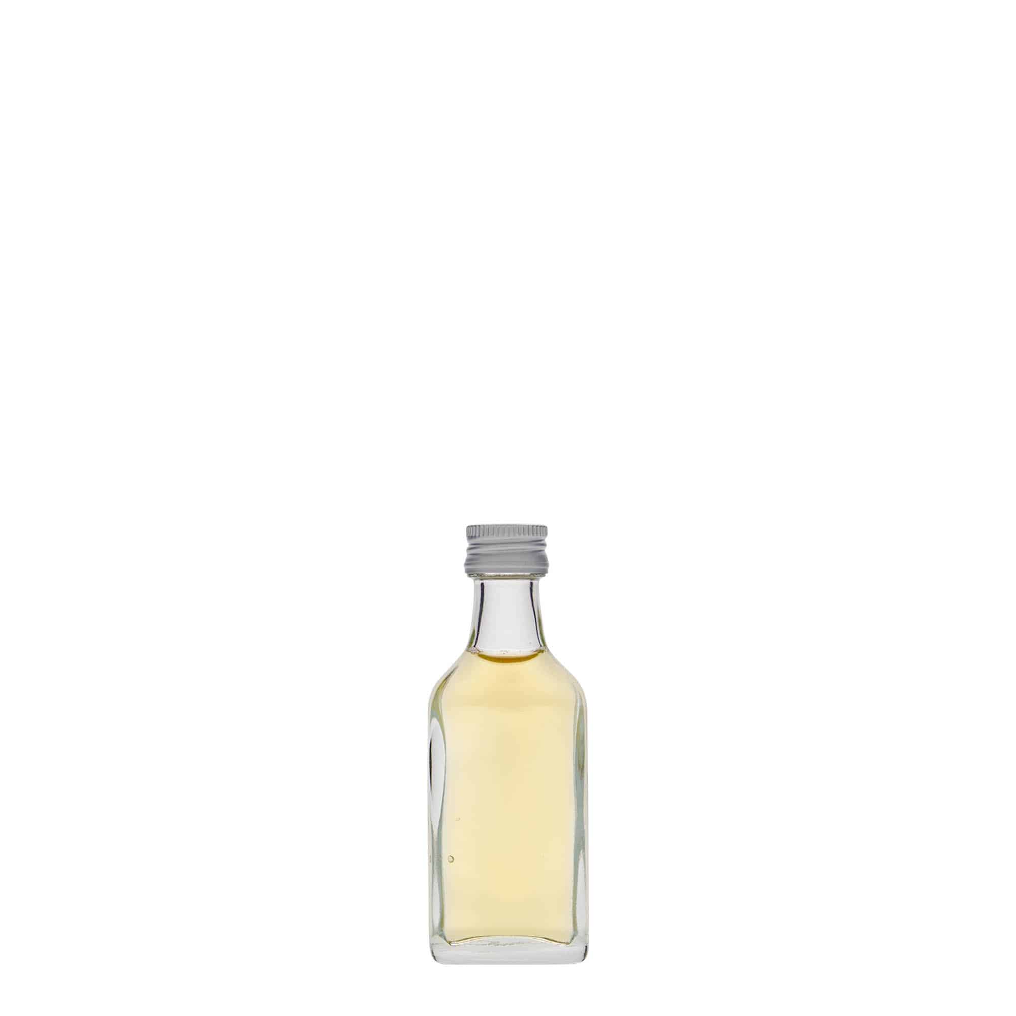 20 ml butelka piersiówka, prostokątna, szkło, zamknięcie: PP 18
