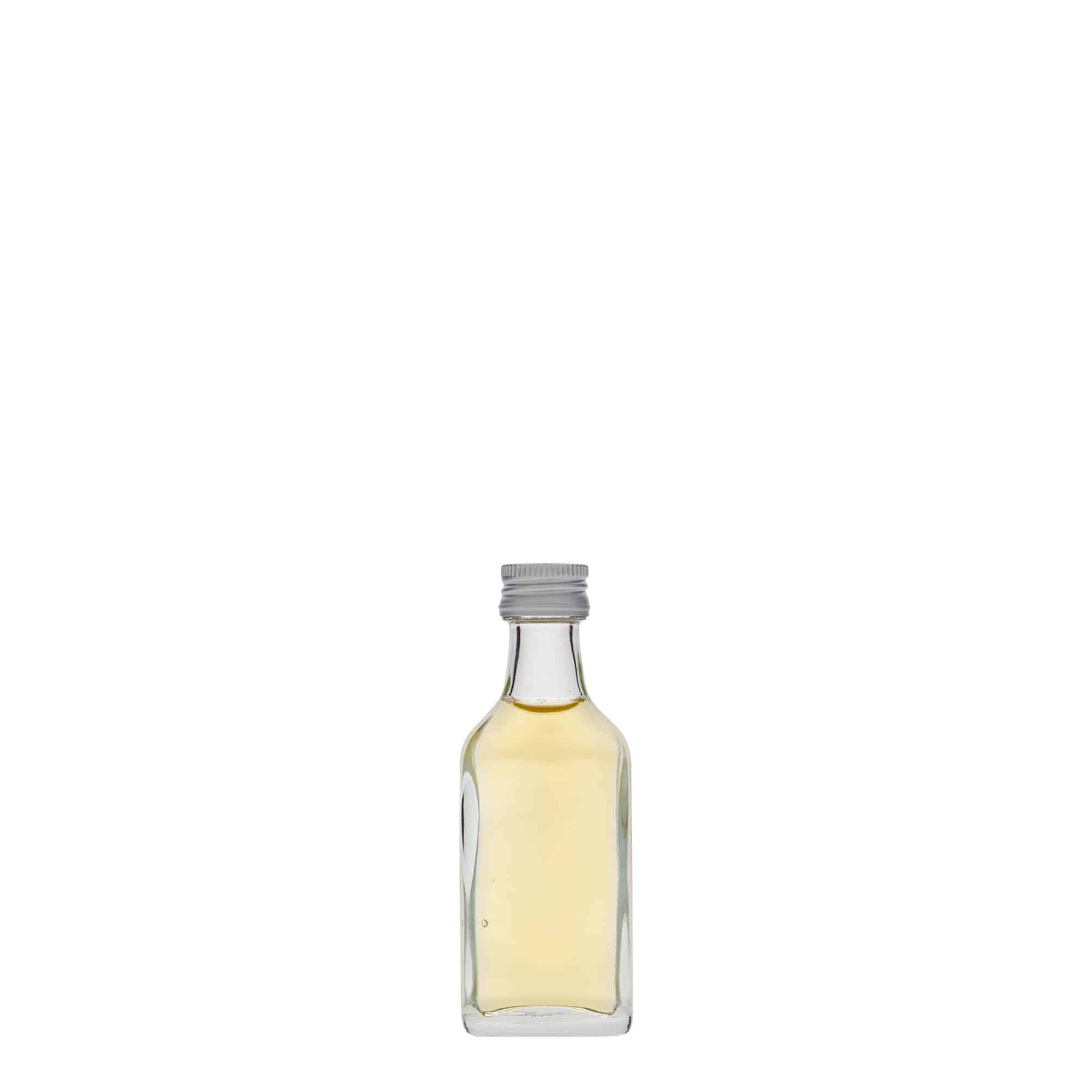 20 ml butelka kieszonkowa, prostokątna, szkło, szyjka: PP 18