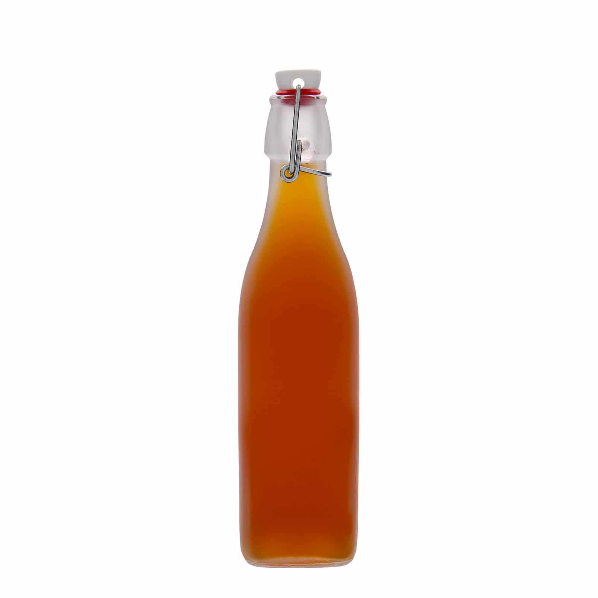 500 ml butelka szklana „Swing”, kwadratowa, biała, otwór: zamknięcie na zatrzask