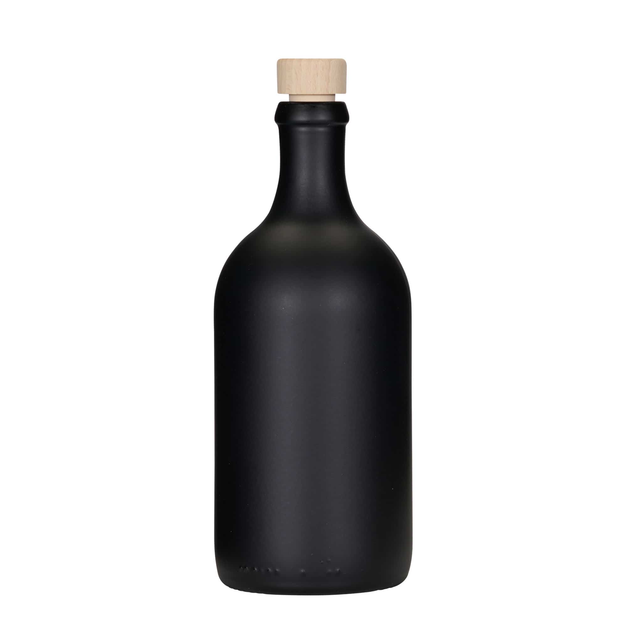 500 ml butelka szklana 'Ginevra Leggera', czarna, zamknięcie: korek