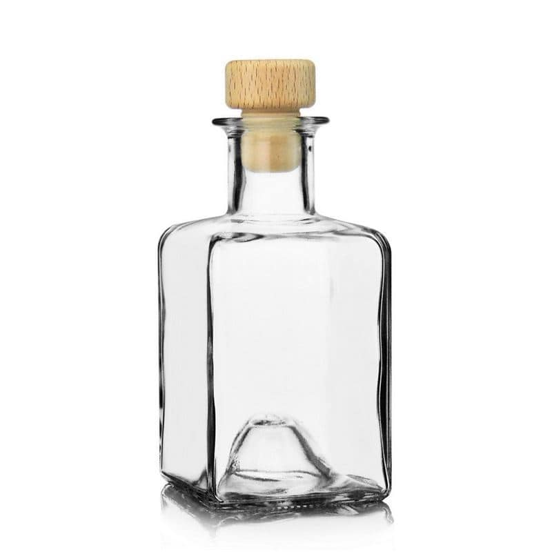 200 ml butelka szklana 'Kubica', kwadratowa, zamknięcie: korek