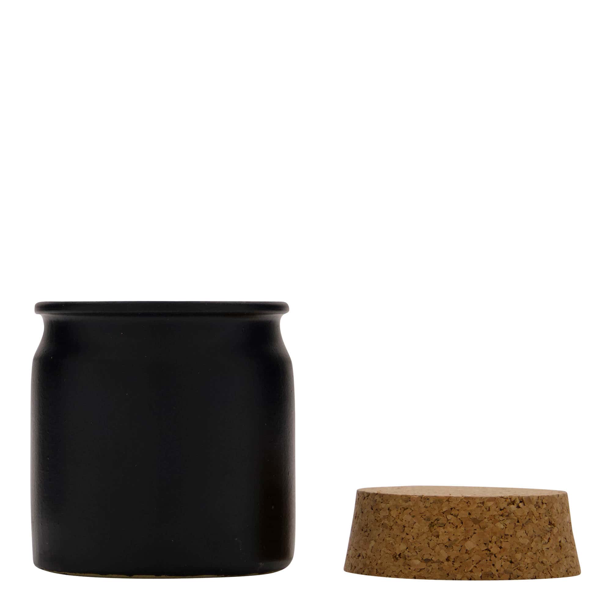 160 ml słoiczek kamionkowy, ceramika, kolor czarny, zamknięcie: korek