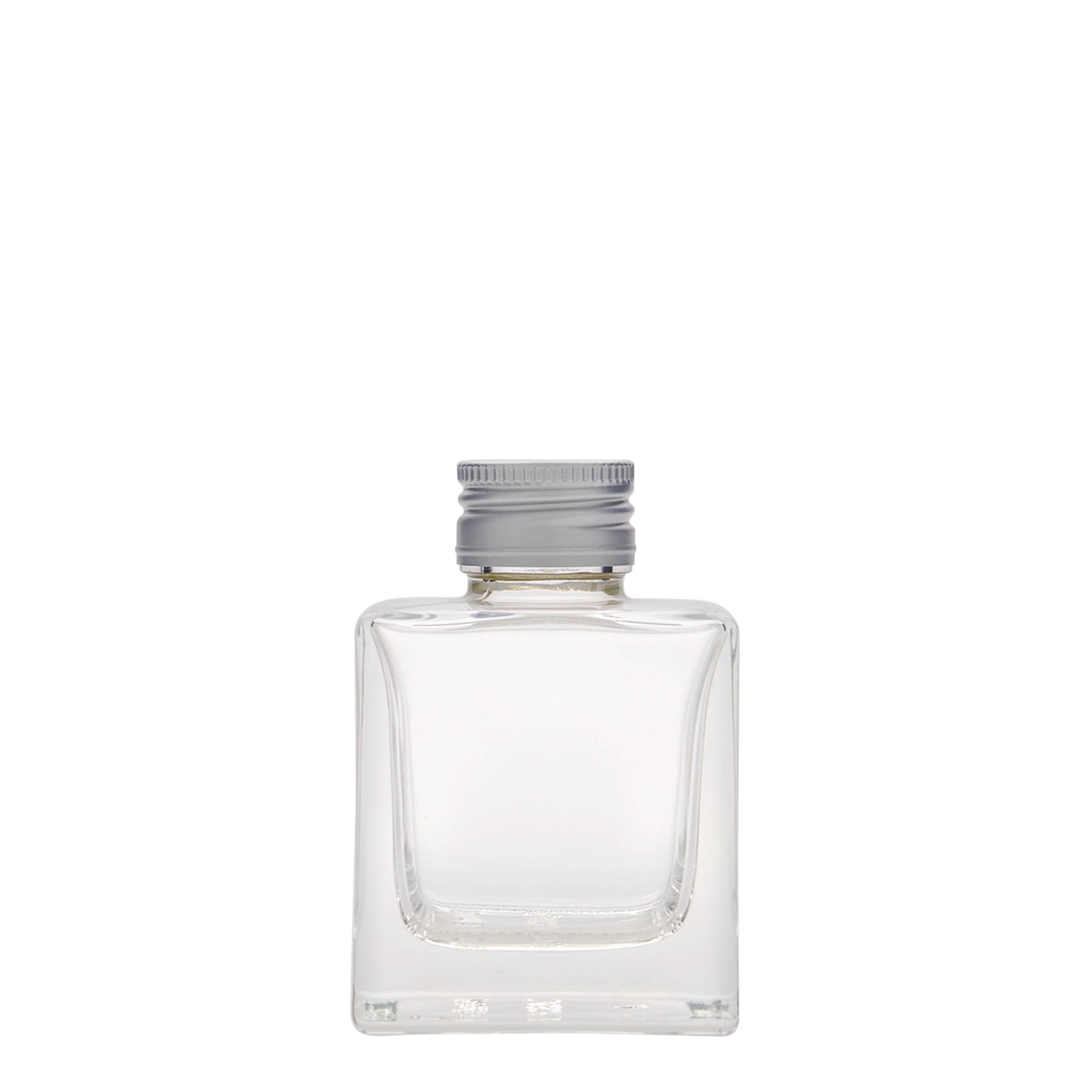 100 ml butelka szklana „Cube”, kwadratowa, gwint: PP 28