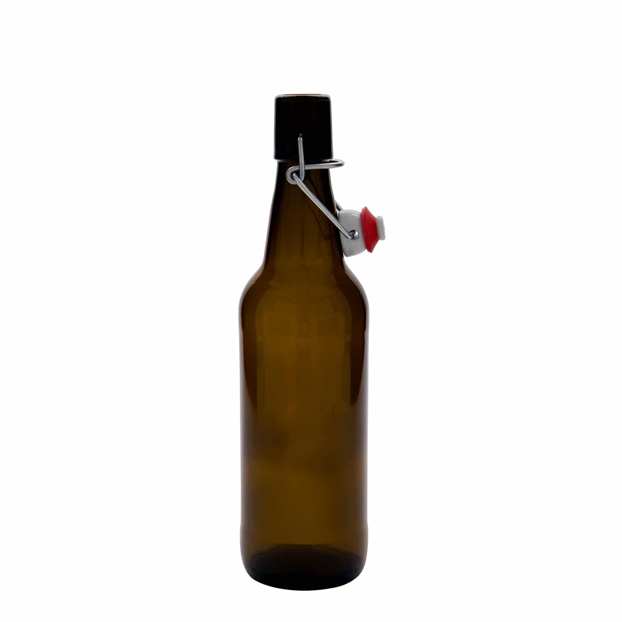 500 ml butelka piwa, szkło, brązowa, szyjka: zamknięcie na klamrę