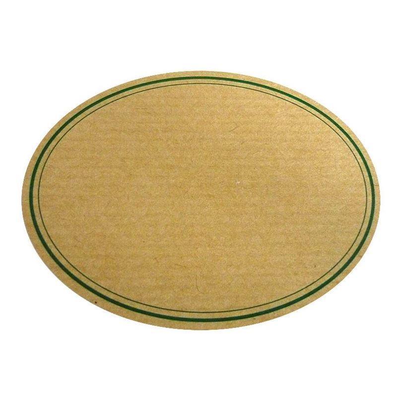 Etykieta naturalna, owalna, papier, kolor zielono-brązowy