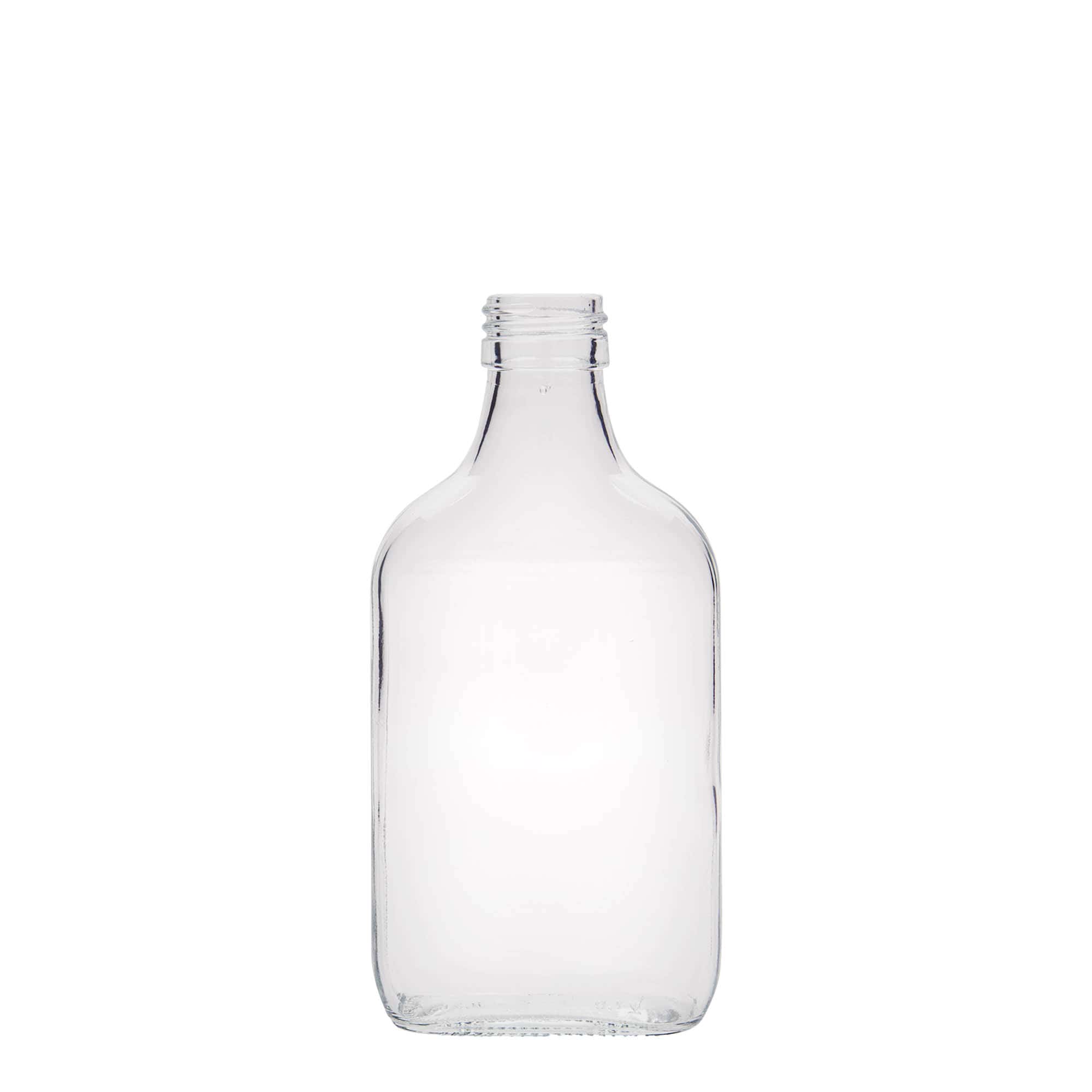 200 ml butelka piersiówka, prostokątna, szkło, zamknięcie: PP 28