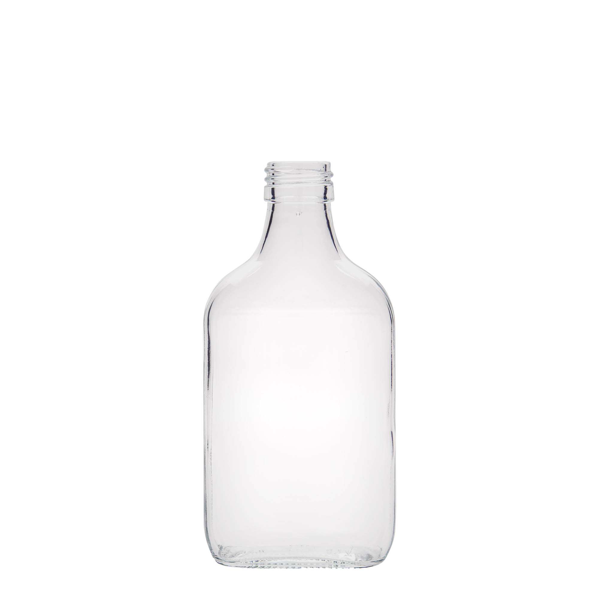 200 ml butelka kieszonkowa, prostokątna, szkło, szyjka: PP 28 200 ml butelka kieszonkowa, prostokątna, szkło, szyjka: PP 28