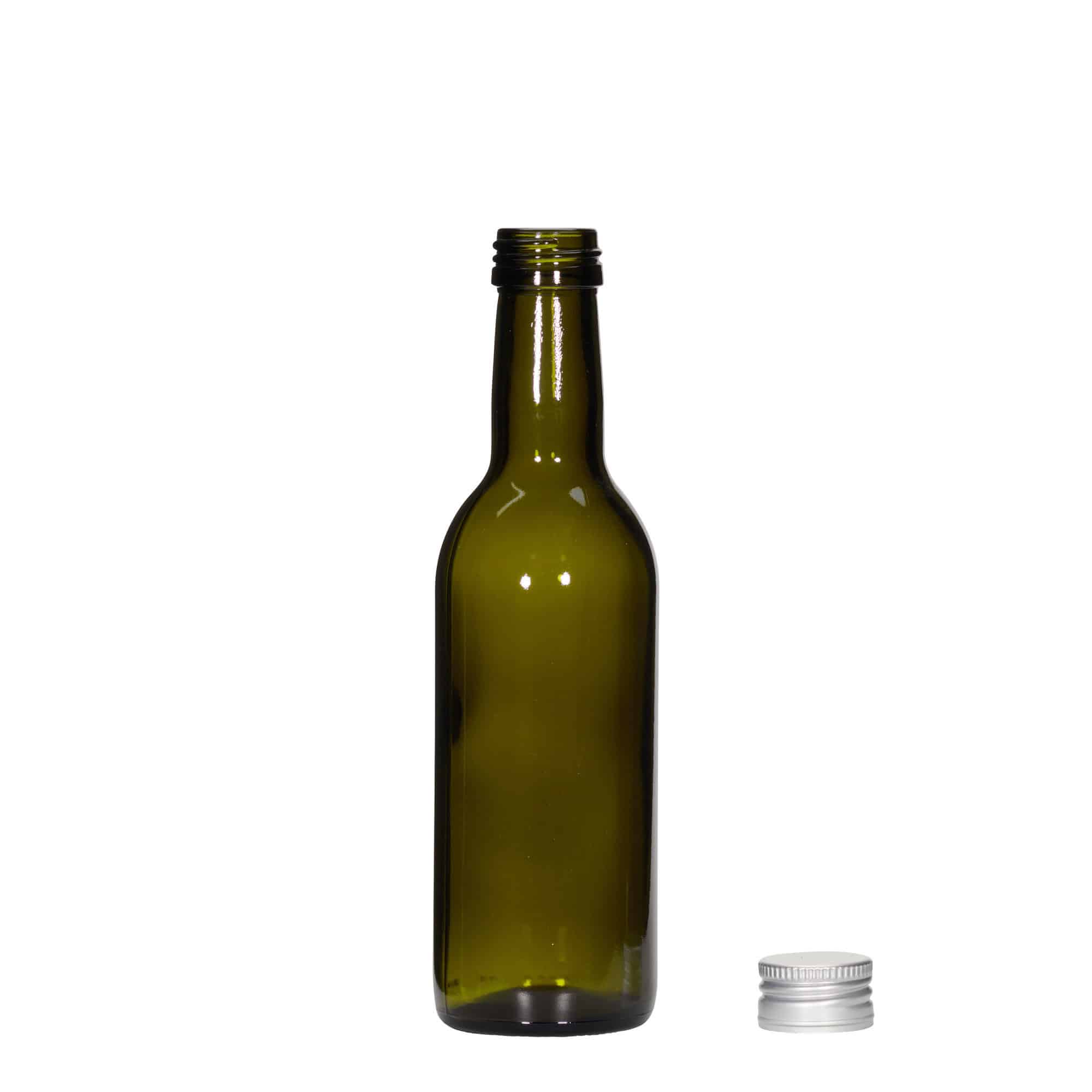 250 ml butelka szklana 'Bordeaux', antyczna zieleń, gwint: PP 28 250 ml butelka szklana 'Bordeaux', antyczna zieleń, gwint: PP 28