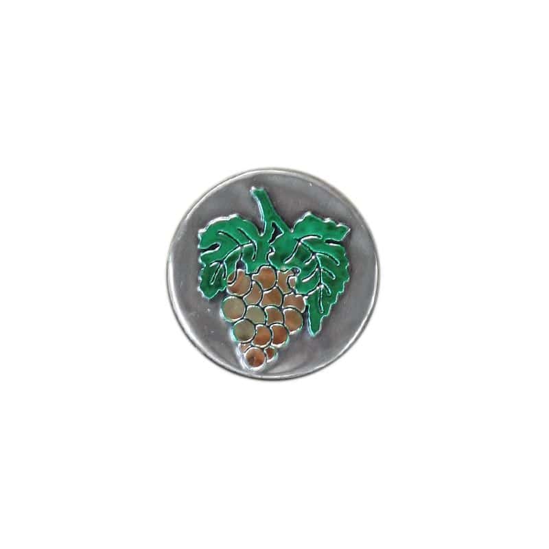 Etykieta cynowa 'Winogrona', okrągła, metal, kolor srebrny