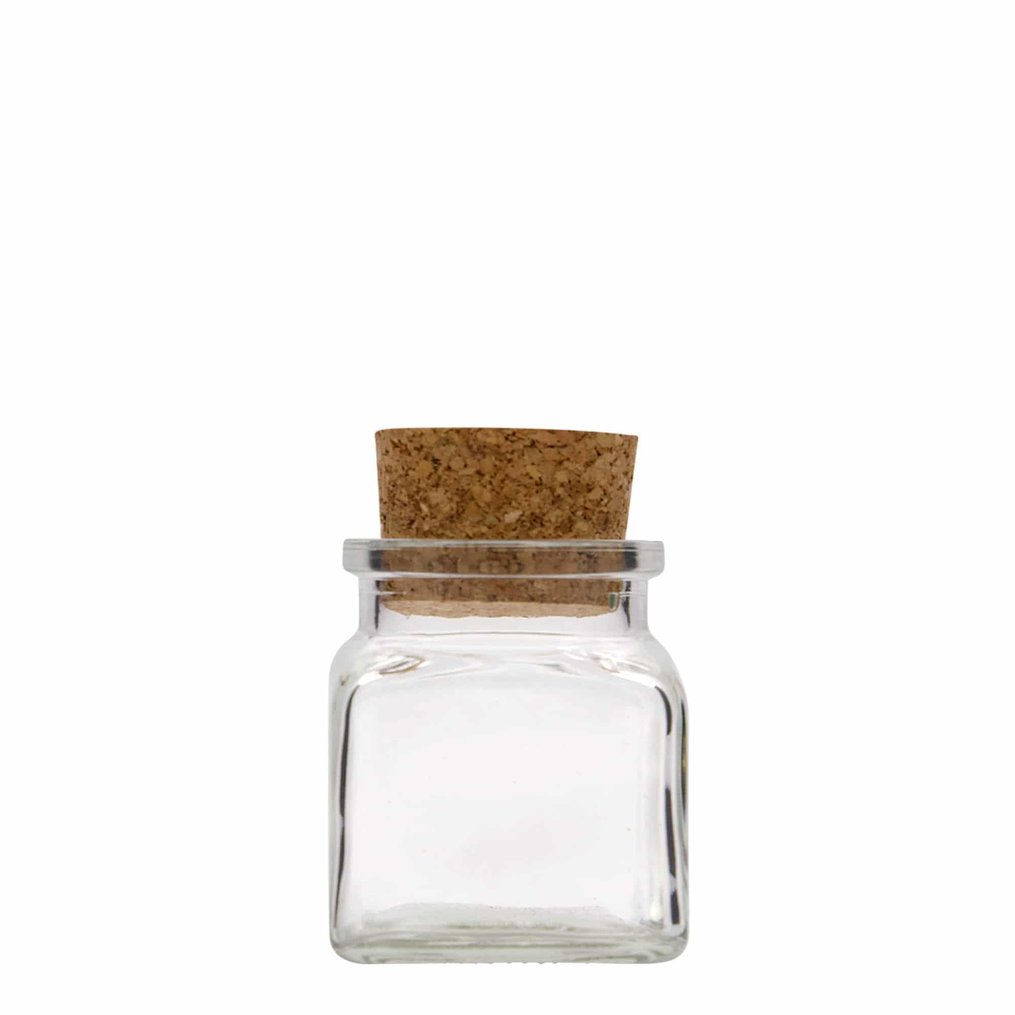 120 ml szklany słoik z korkiem, kwadratowy, otwór: korek