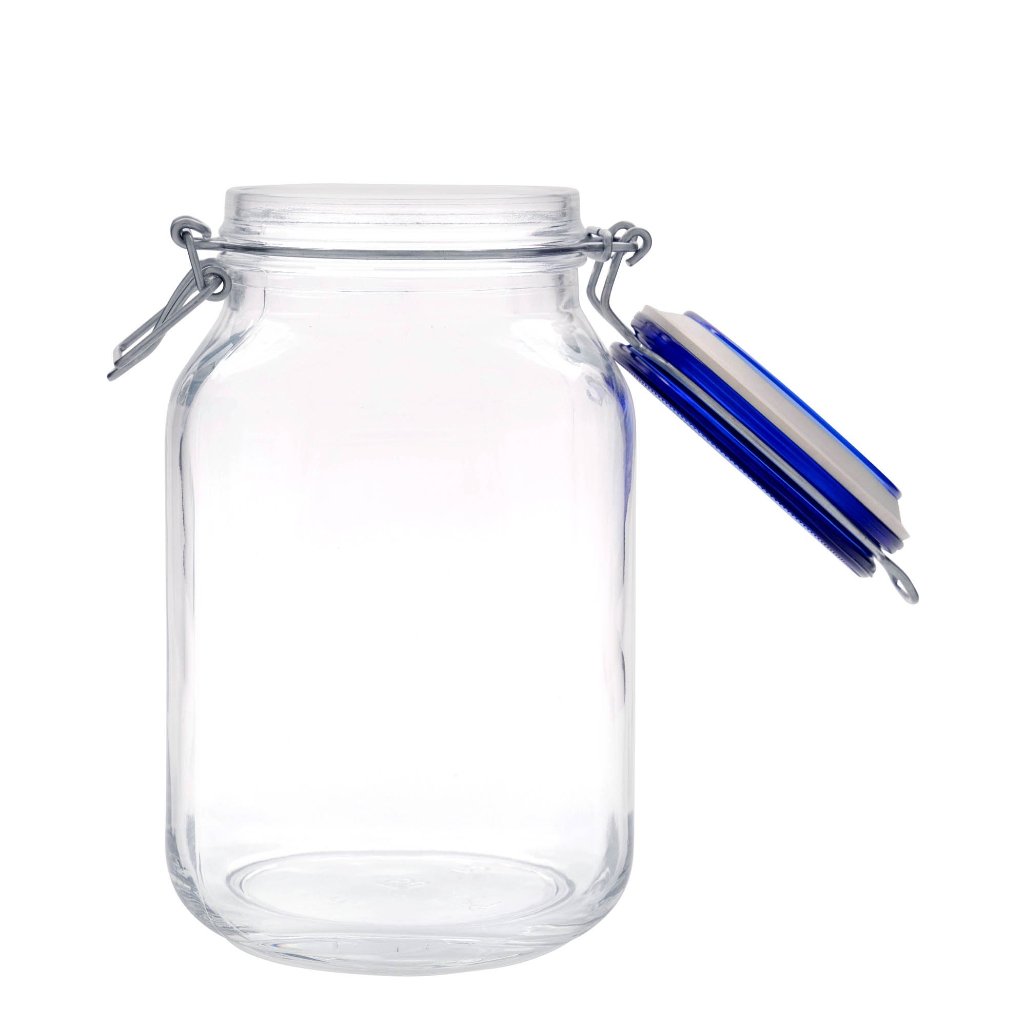 2.000 ml słoik z drucianym zamknięciem 'Fido' niebieska pokrywka, kwadratowy, otwór: zamknięcie z drucianym zaczepem 2.000 ml słoik z drucianym zamknięciem 'Fido' niebieska pokrywka, kwadratowy, otwór: zamknięcie z drucianym zaczepem