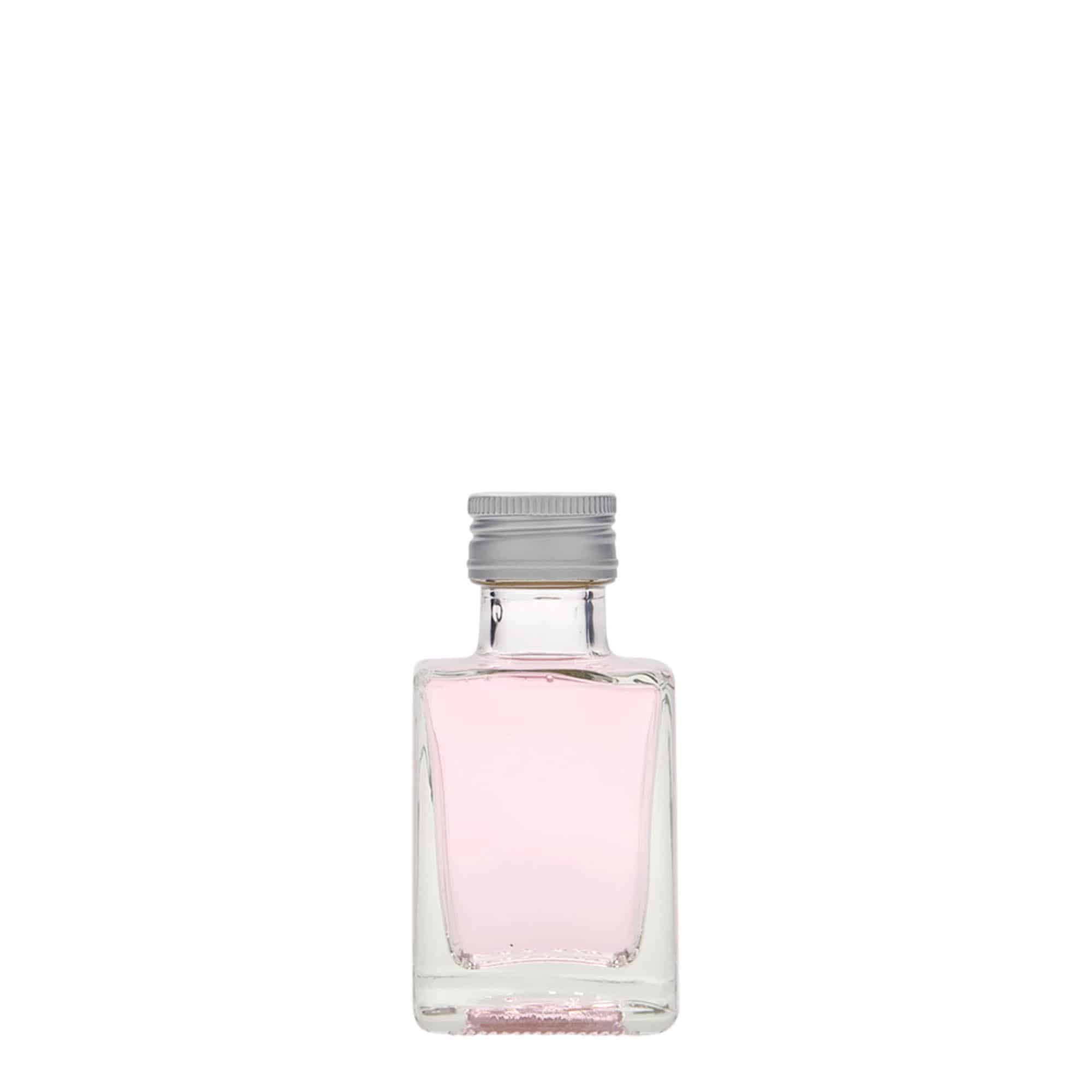 50 ml szklana butelka „Cube”, kwadratowa, szyjka: PP 24 50 ml szklana butelka „Cube”, kwadratowa, szyjka: PP 24