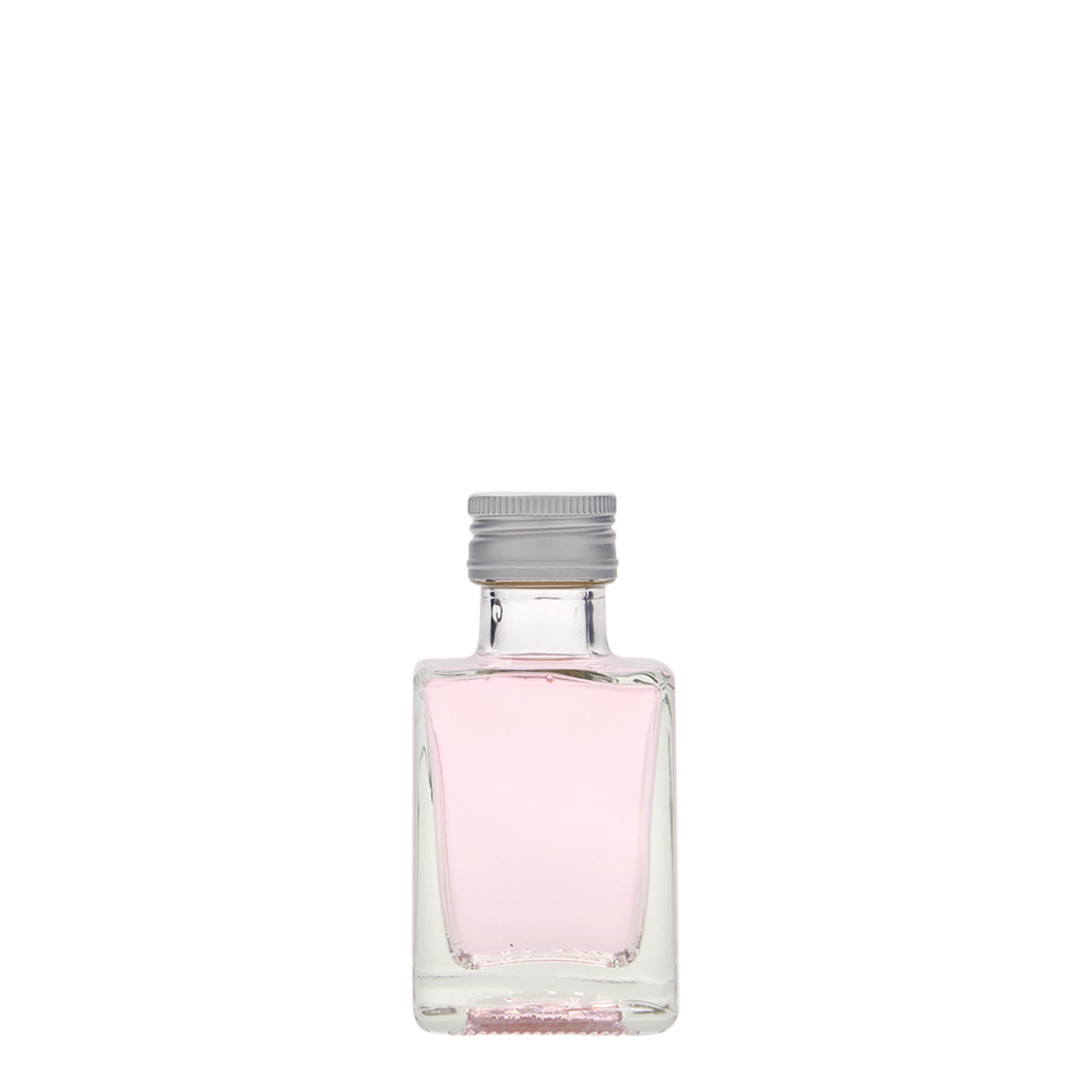 50 ml szklana butelka „Cube”, kwadratowa, szyjka: PP 24 50 ml szklana butelka „Cube”, kwadratowa, szyjka: PP 24