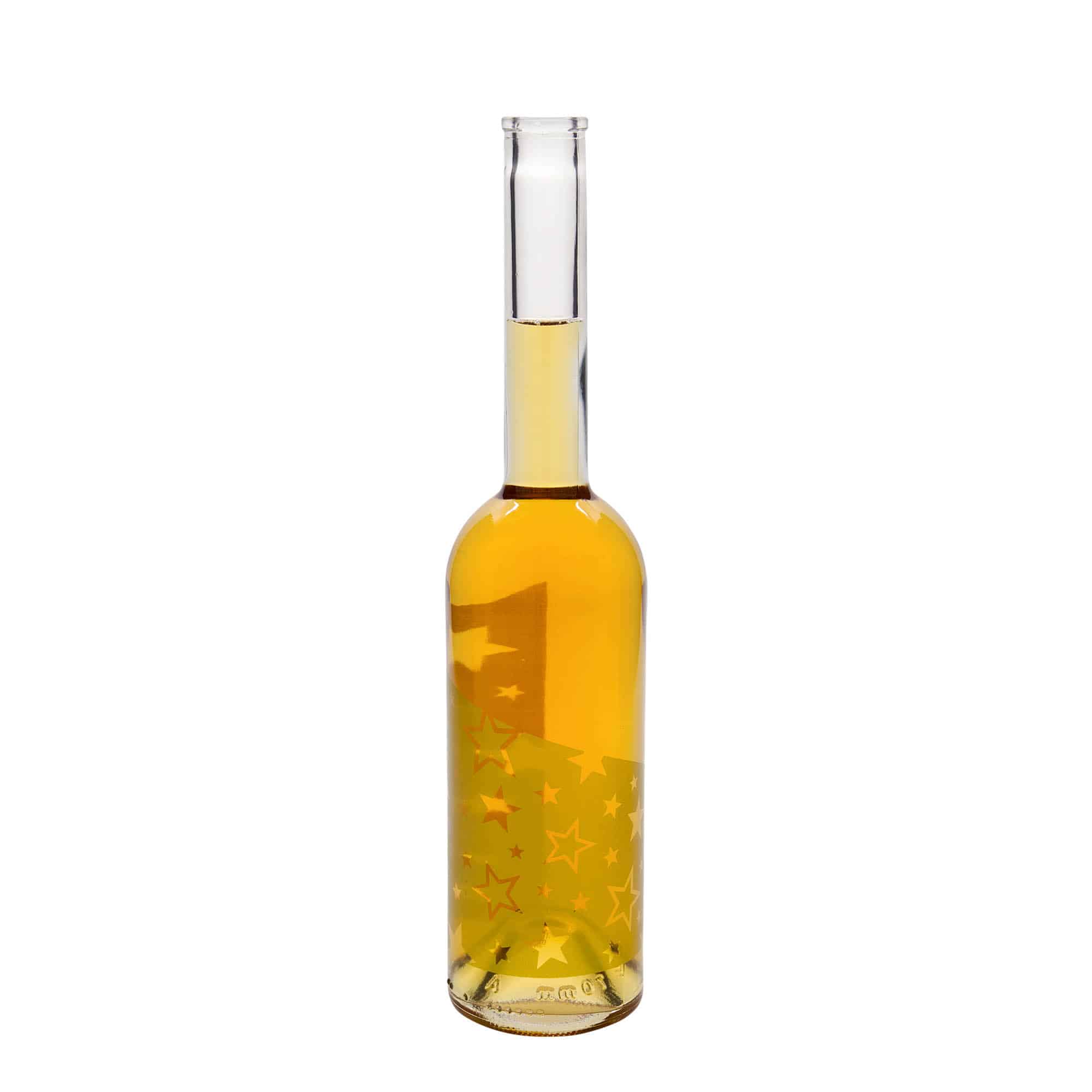 500 ml butelka szklana 'Opera', wzór: złote gwiazdy, zamknięcie: korek