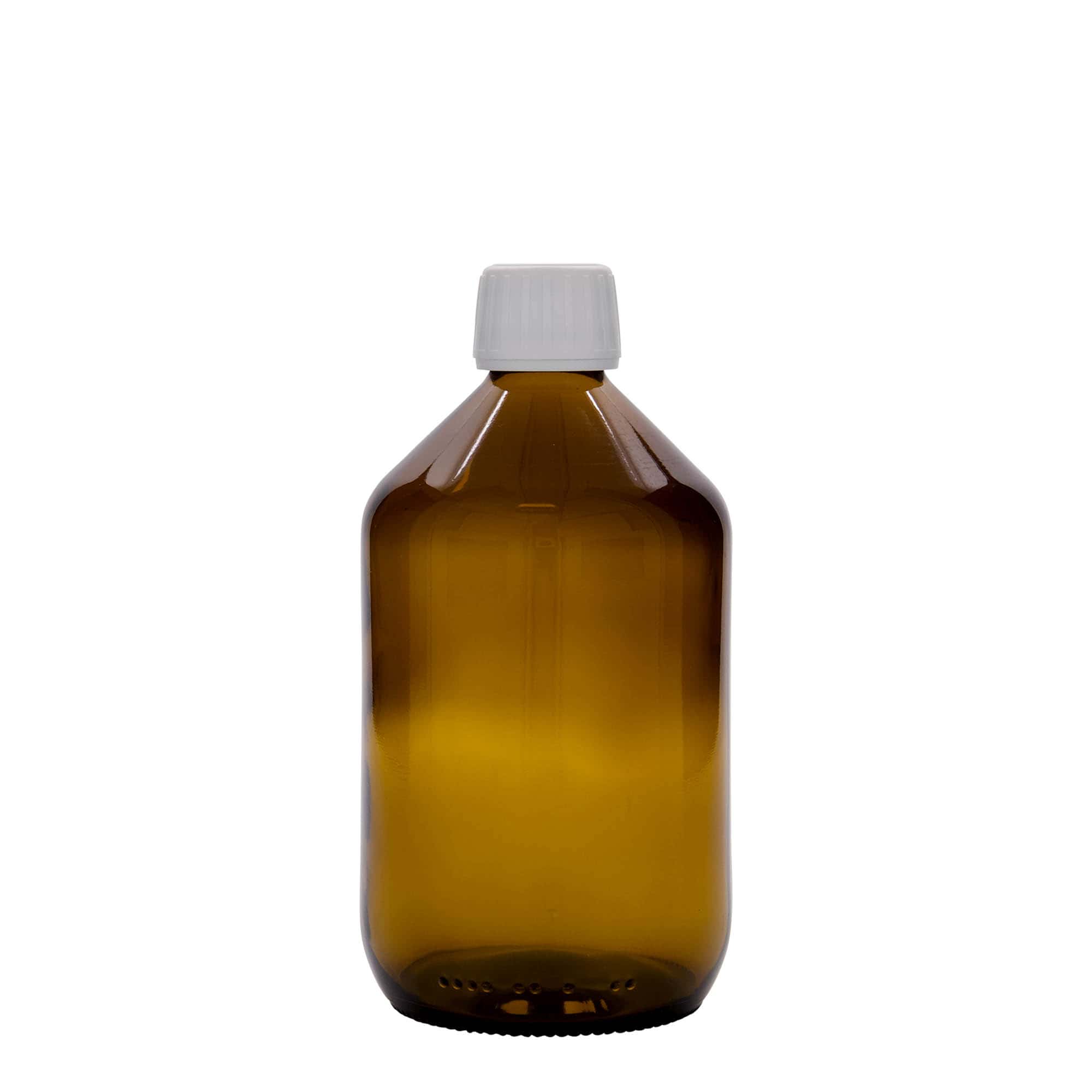 500 ml butelka medyczna, brązowa, szkło, szyjka: PP 28