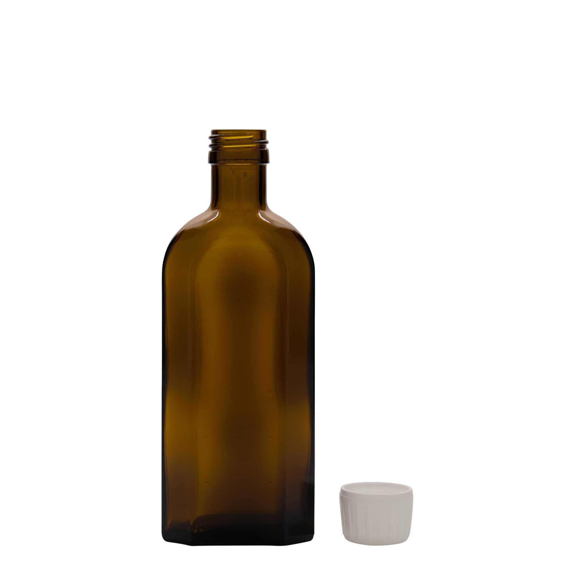 250 ml butelka farmaceutyczna na syrop, owalna, szkło, kolor brązowy, zamknięcie: PP 28